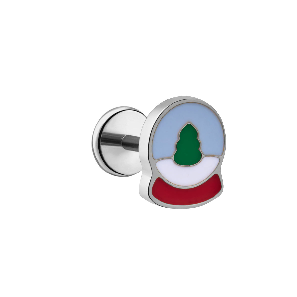 Snow Globe Enamel Flat Back Stud