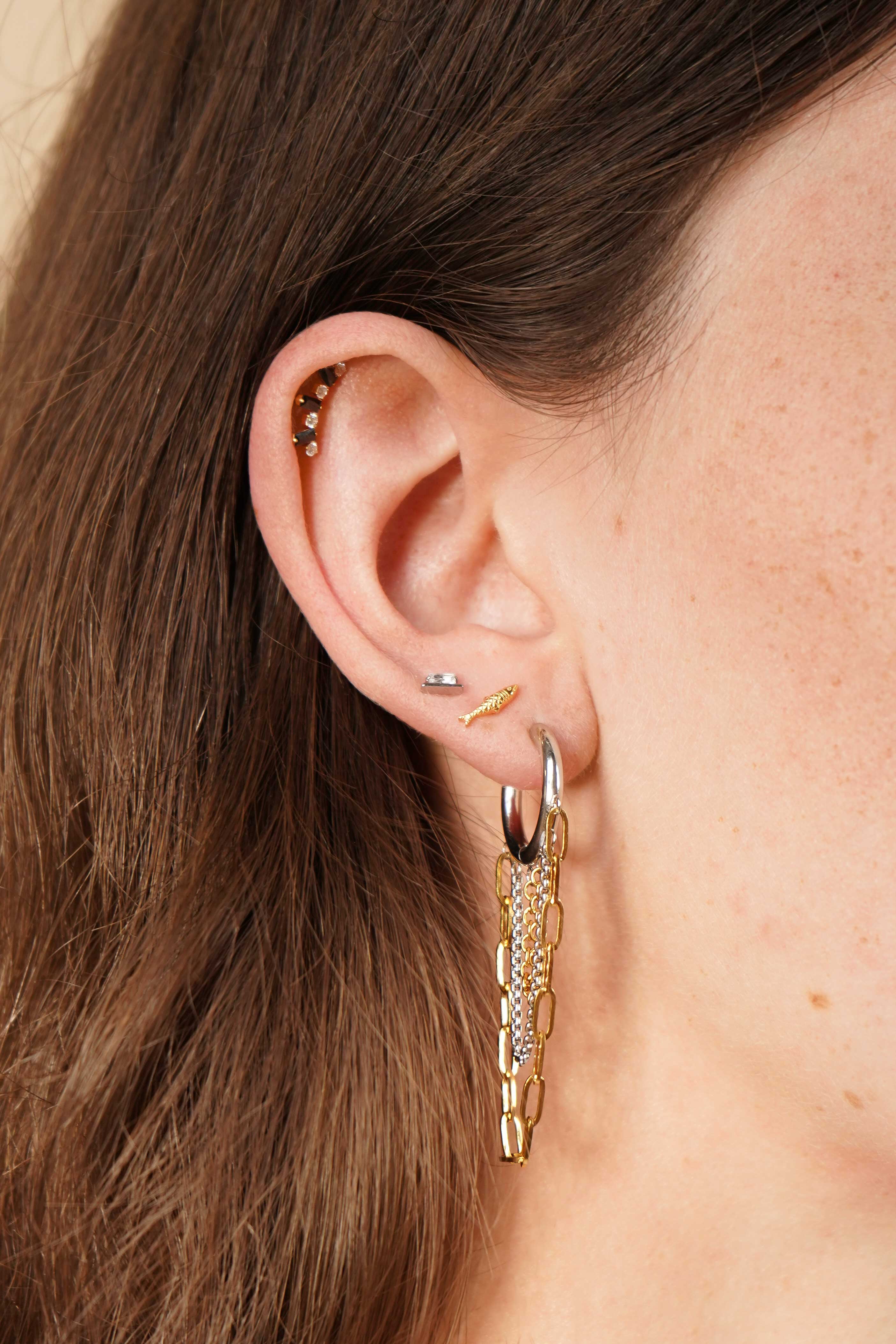 Witch's Crown Flat Back Stud - Black Tie
