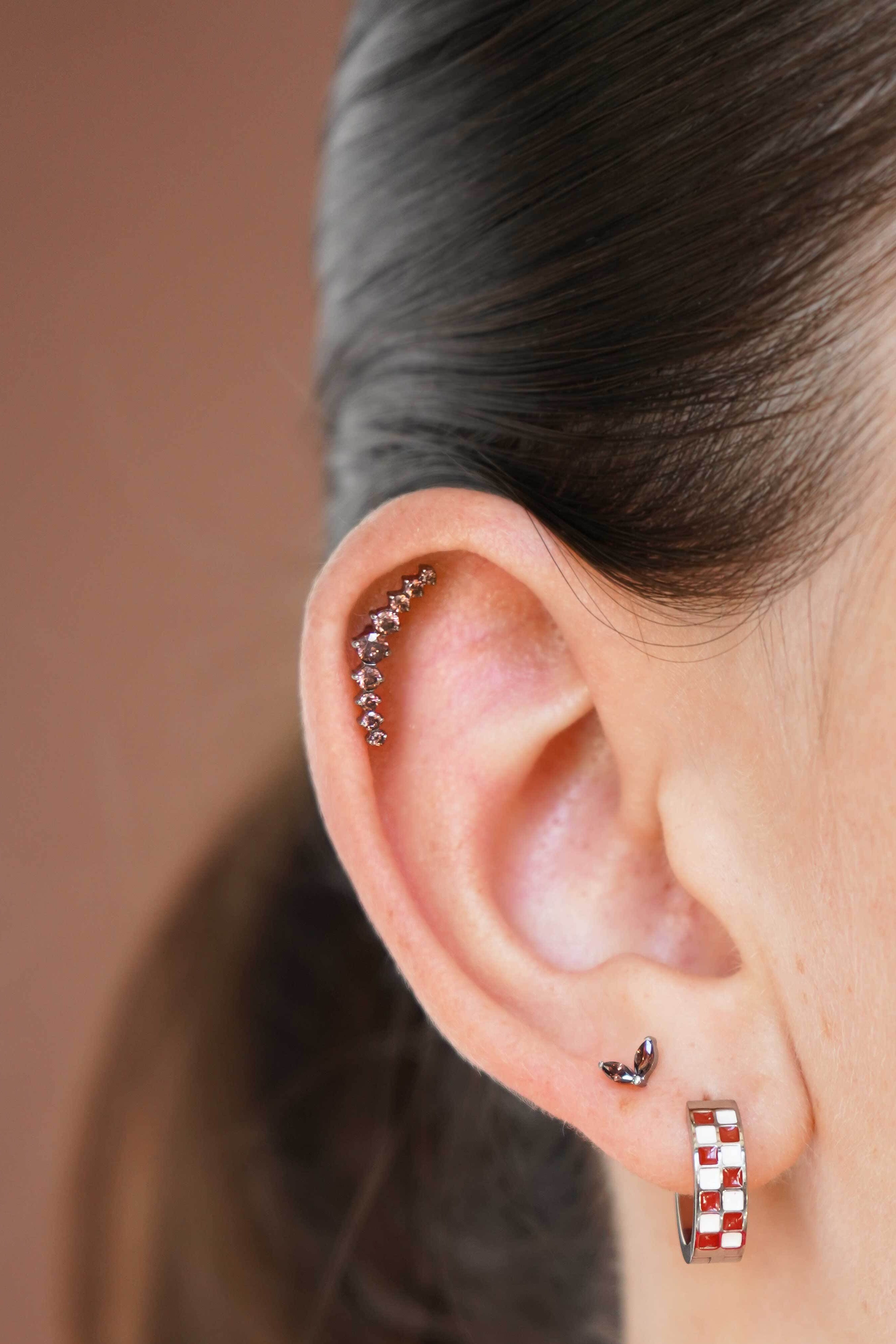Coffee Ear Climber Flat Back Stud