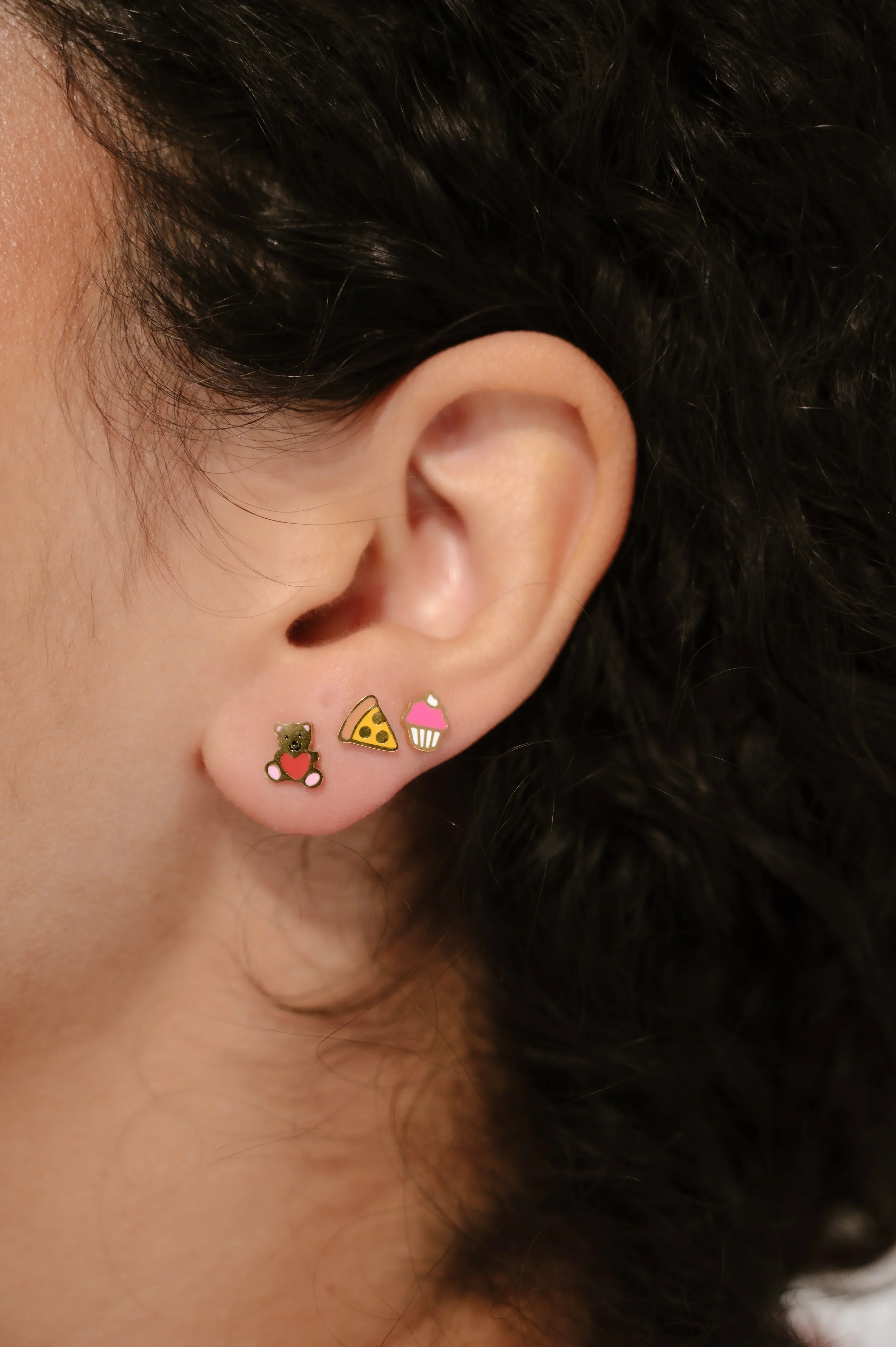 Teddy Bear Enamel Flat Back Stud