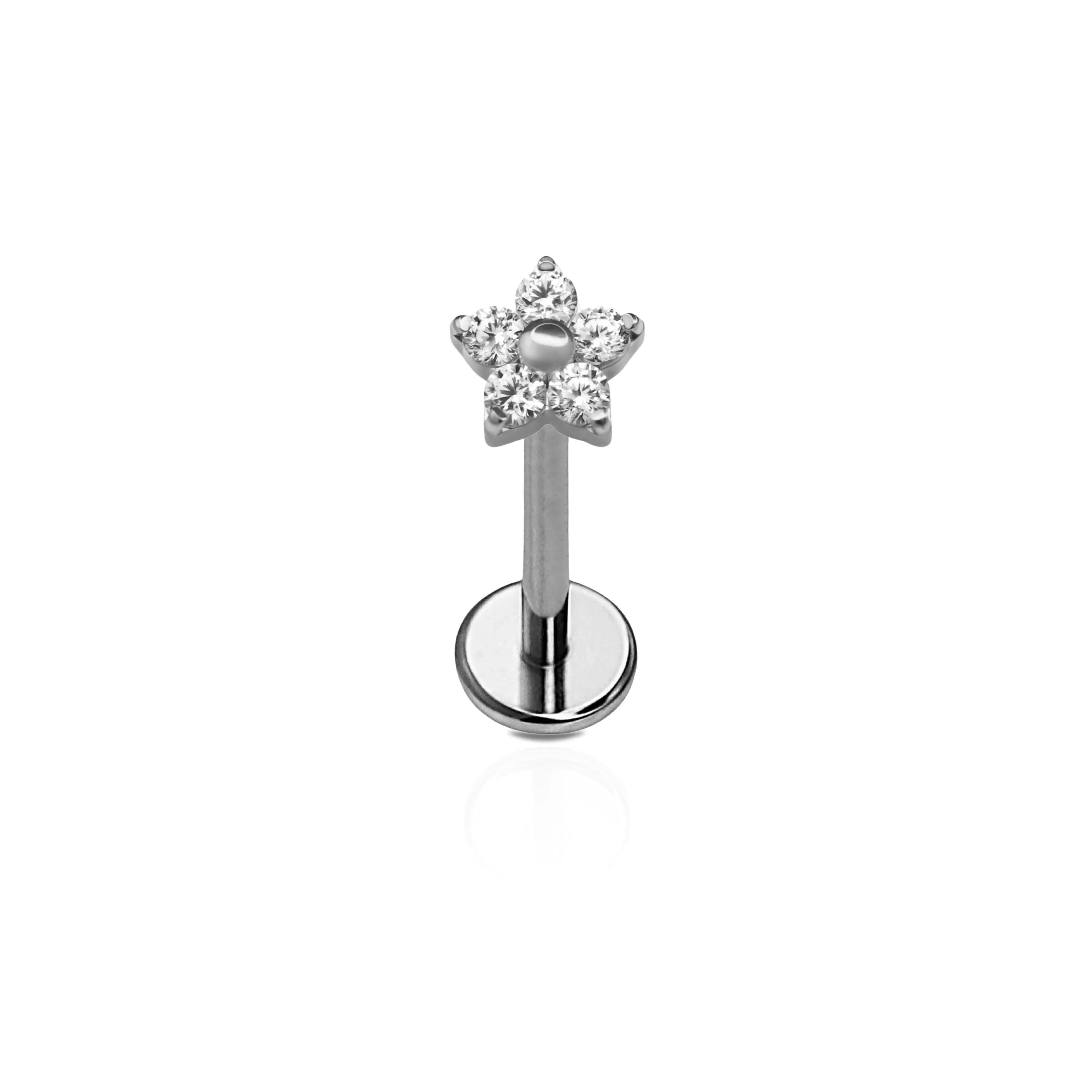CZ Bloom Flat Back Stud - Clear