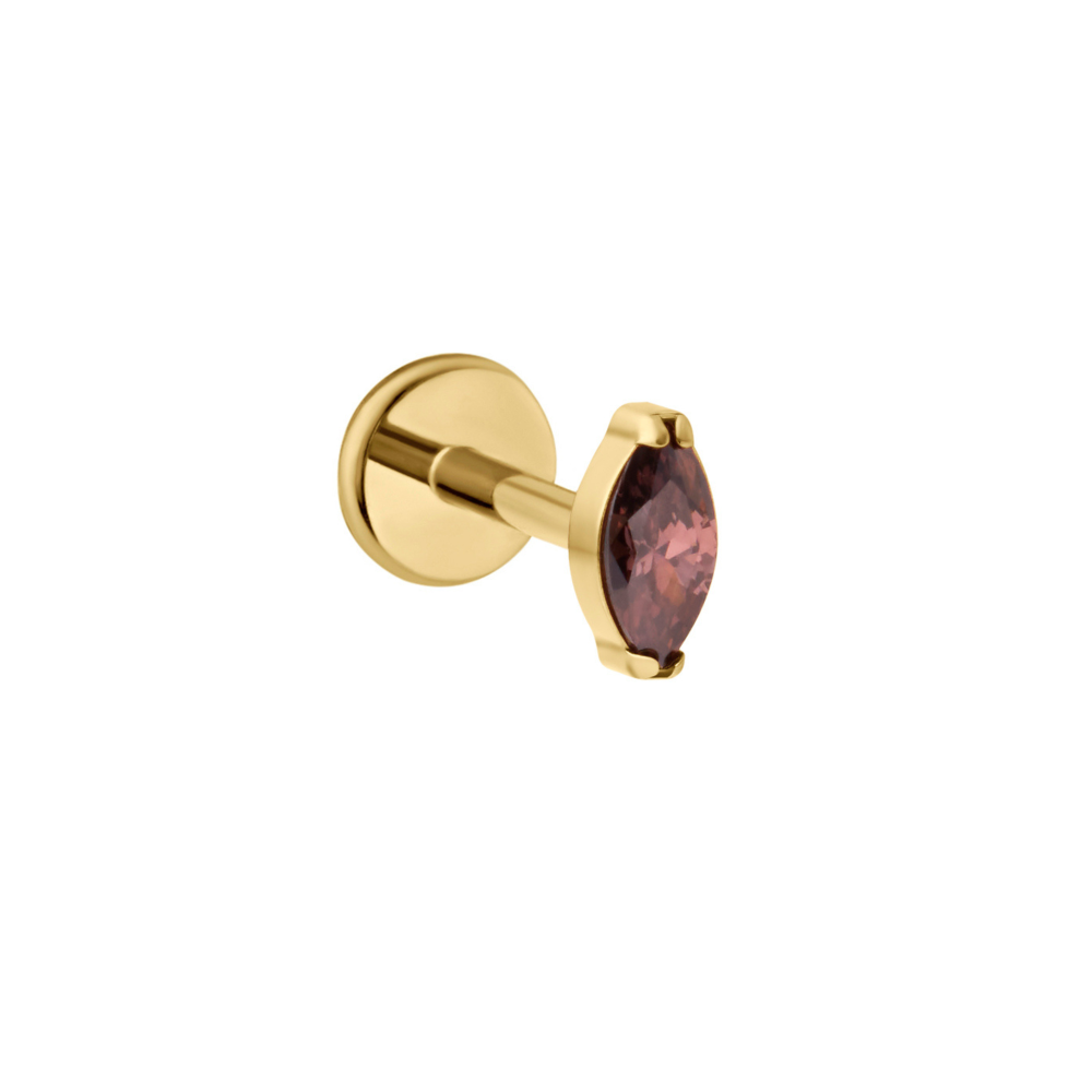 Coffee Marquise Flat Back Stud