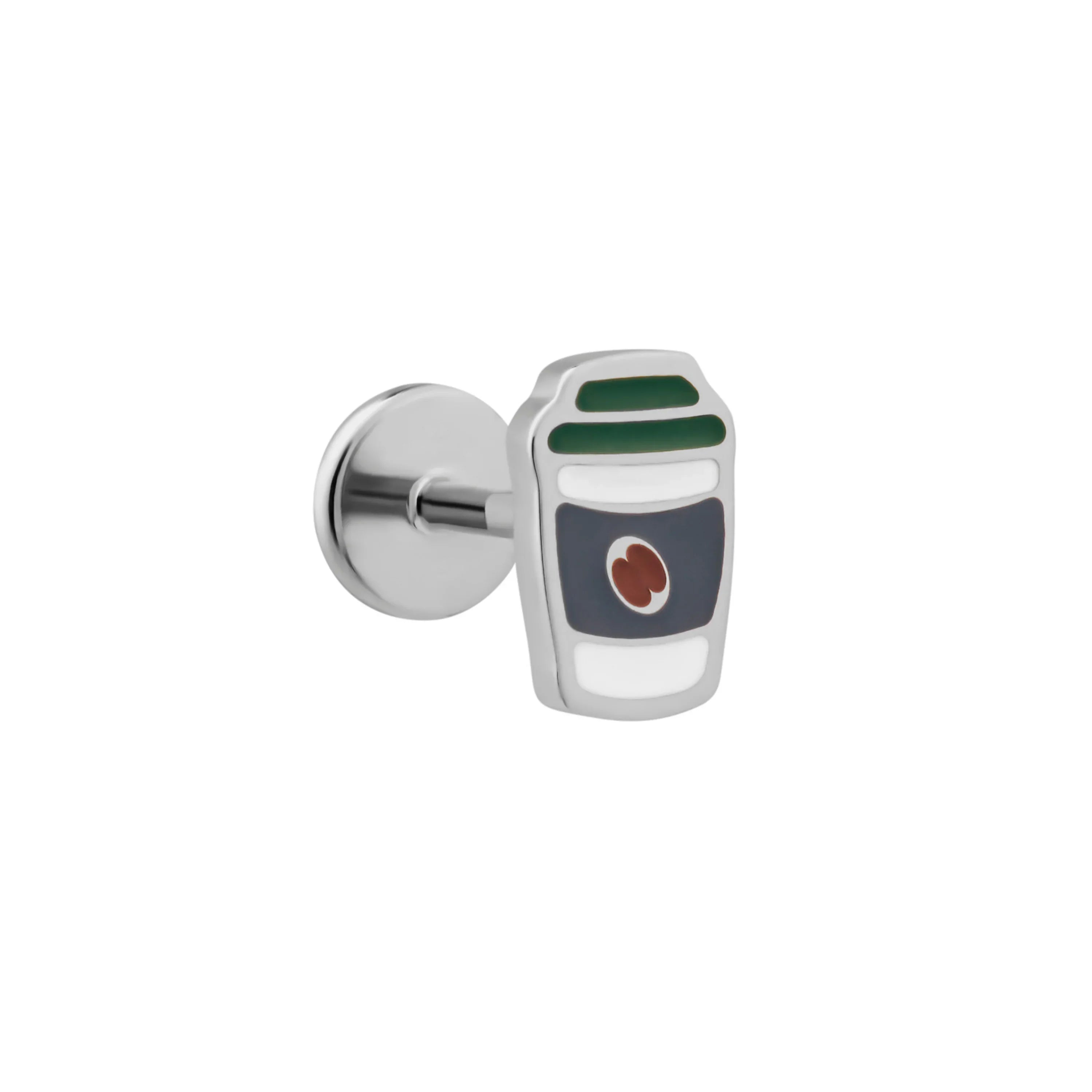 Coffee-To-Go Enamel Flat Back Stud