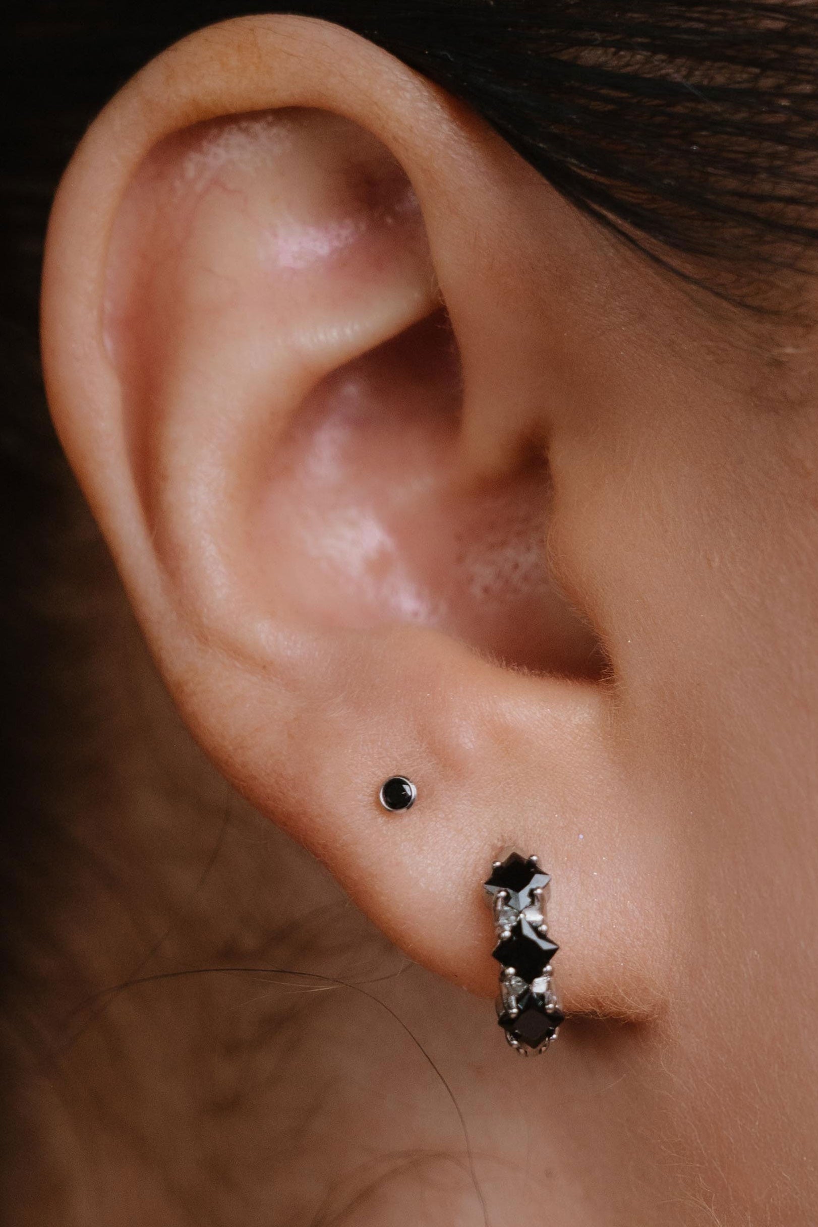 Zirconia Constellation Flat Back Stud - Onyx