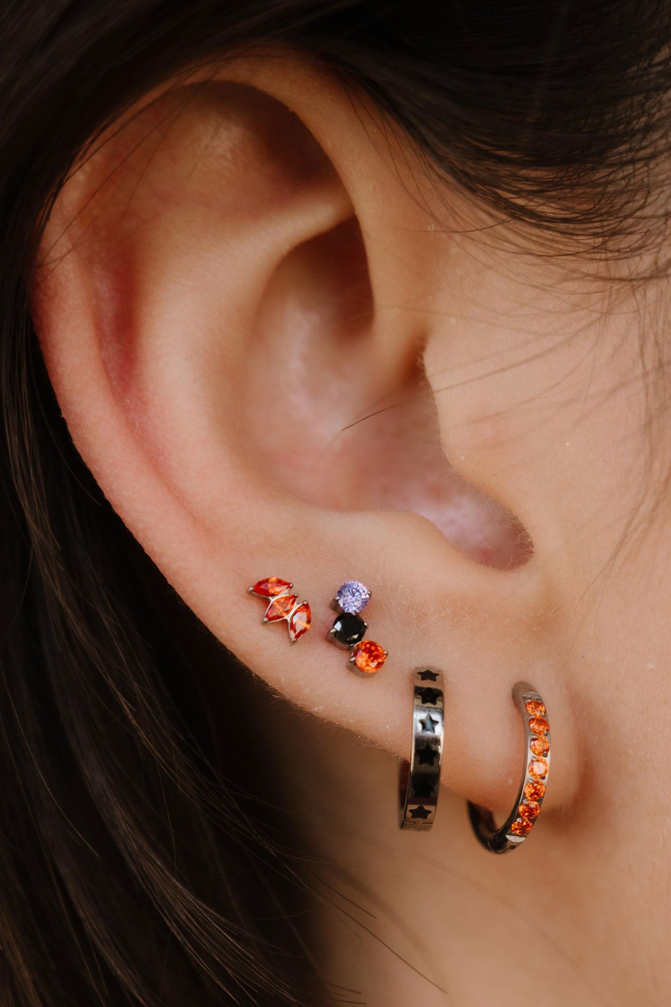 Marquise Trio Flat Back Stud - Mai Tai
