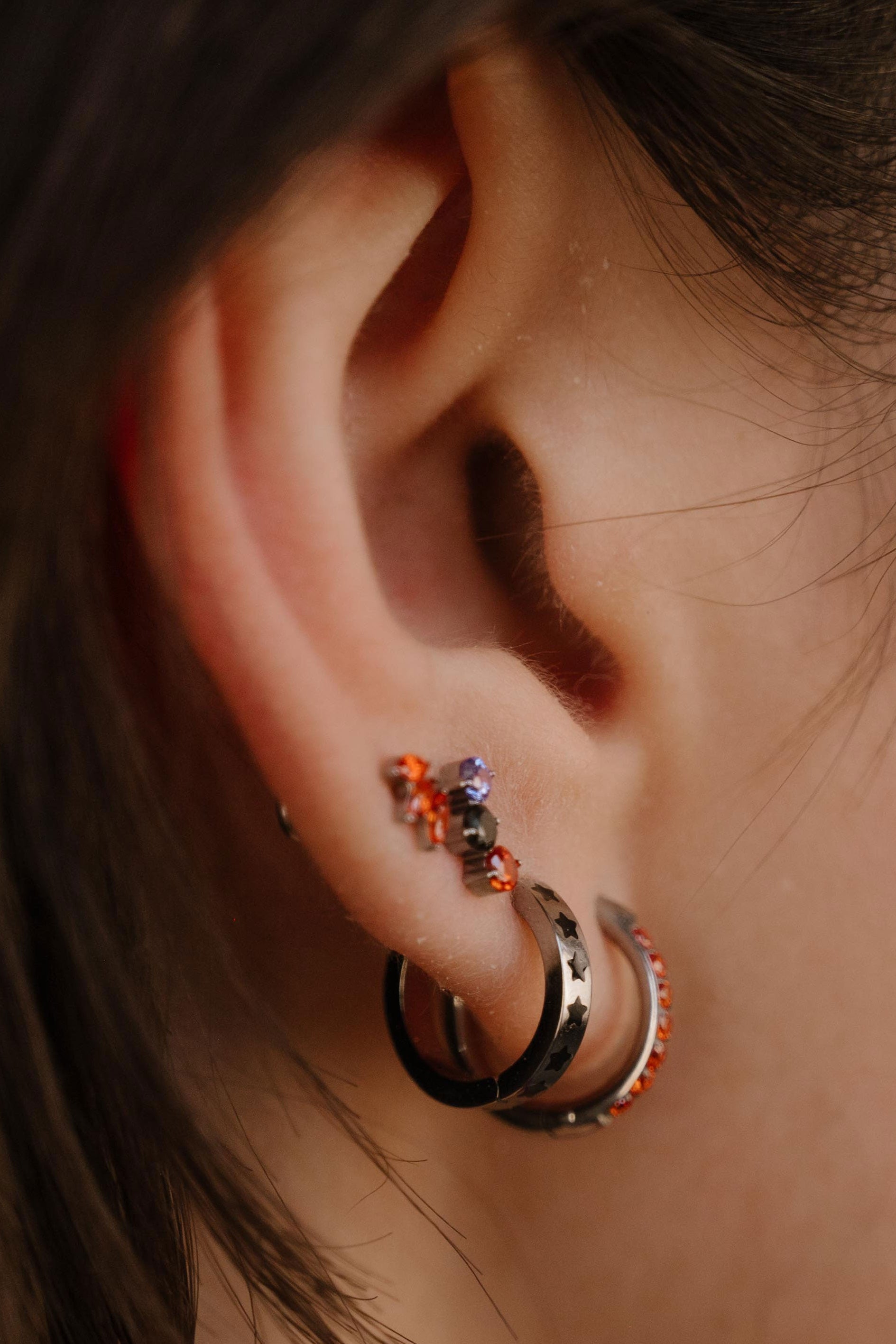 Crescent Trio Flat Back Stud