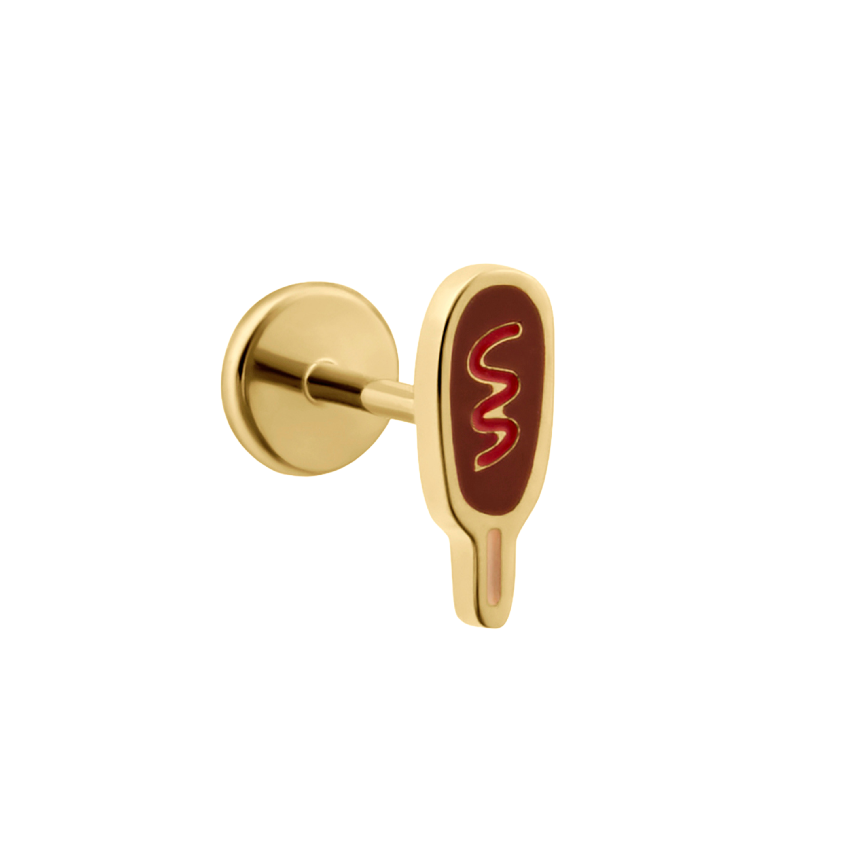 Corn Dog Enamel Flat Back Stud