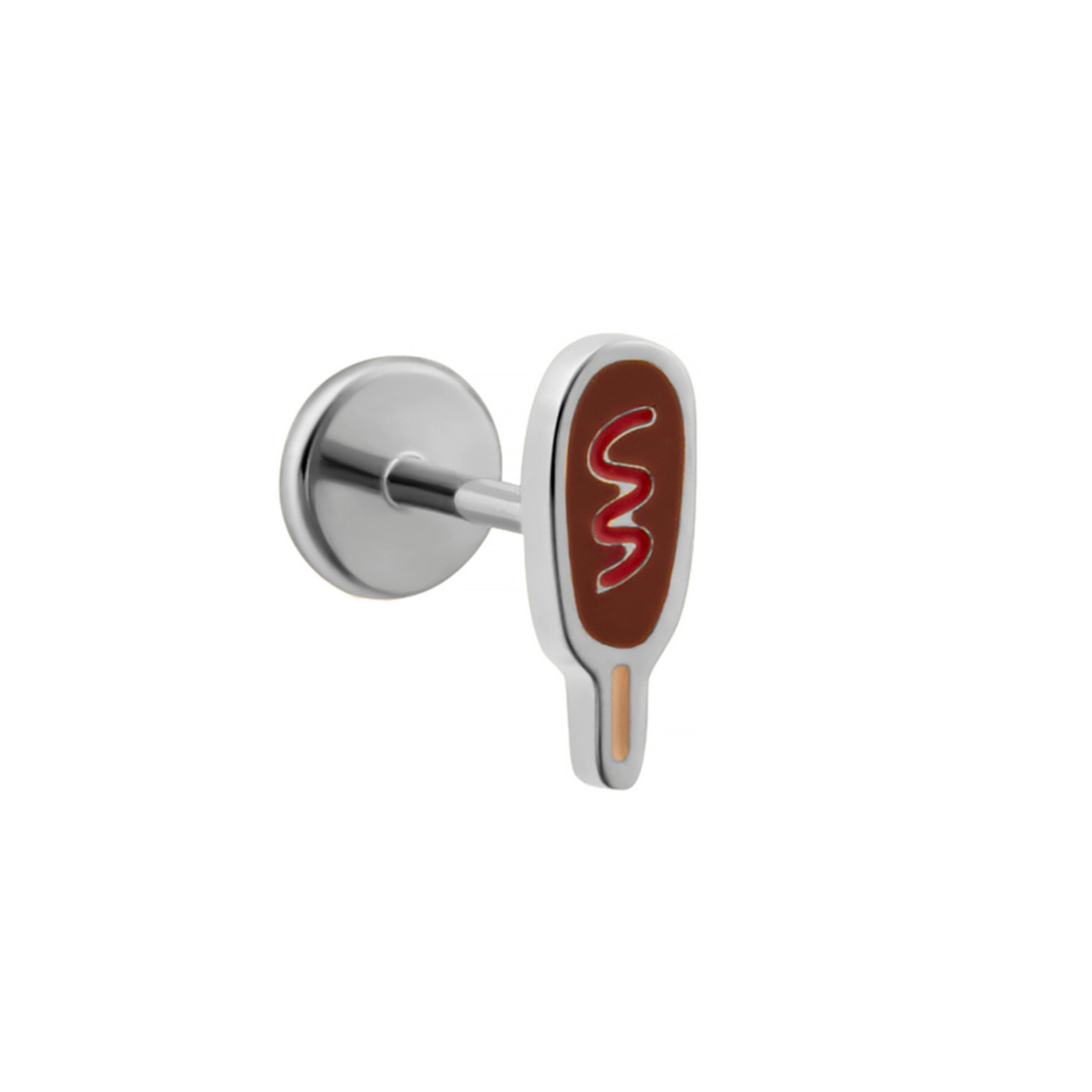 Corn Dog Enamel Flat Back Stud