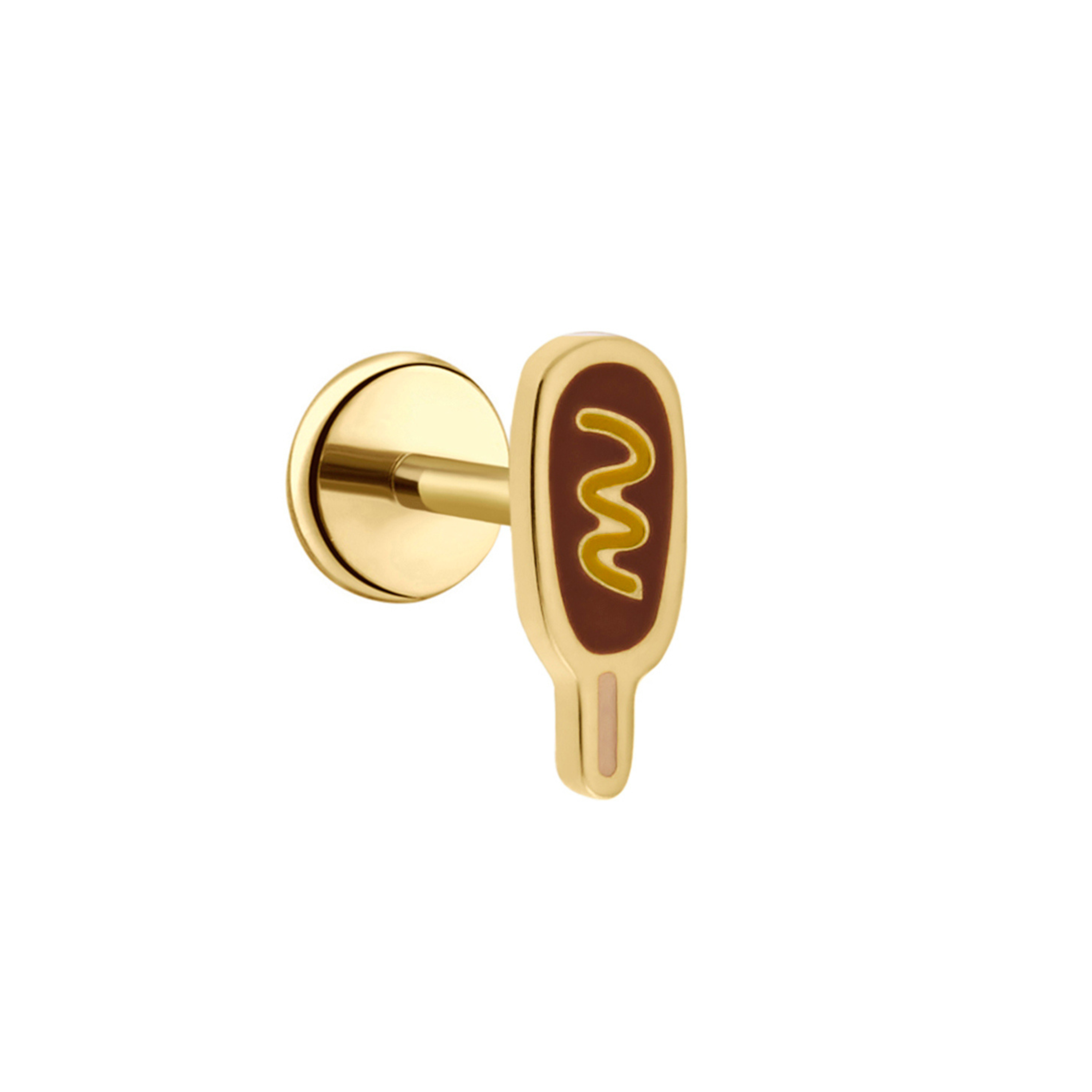 Corn Dog Enamel Flat Back Stud