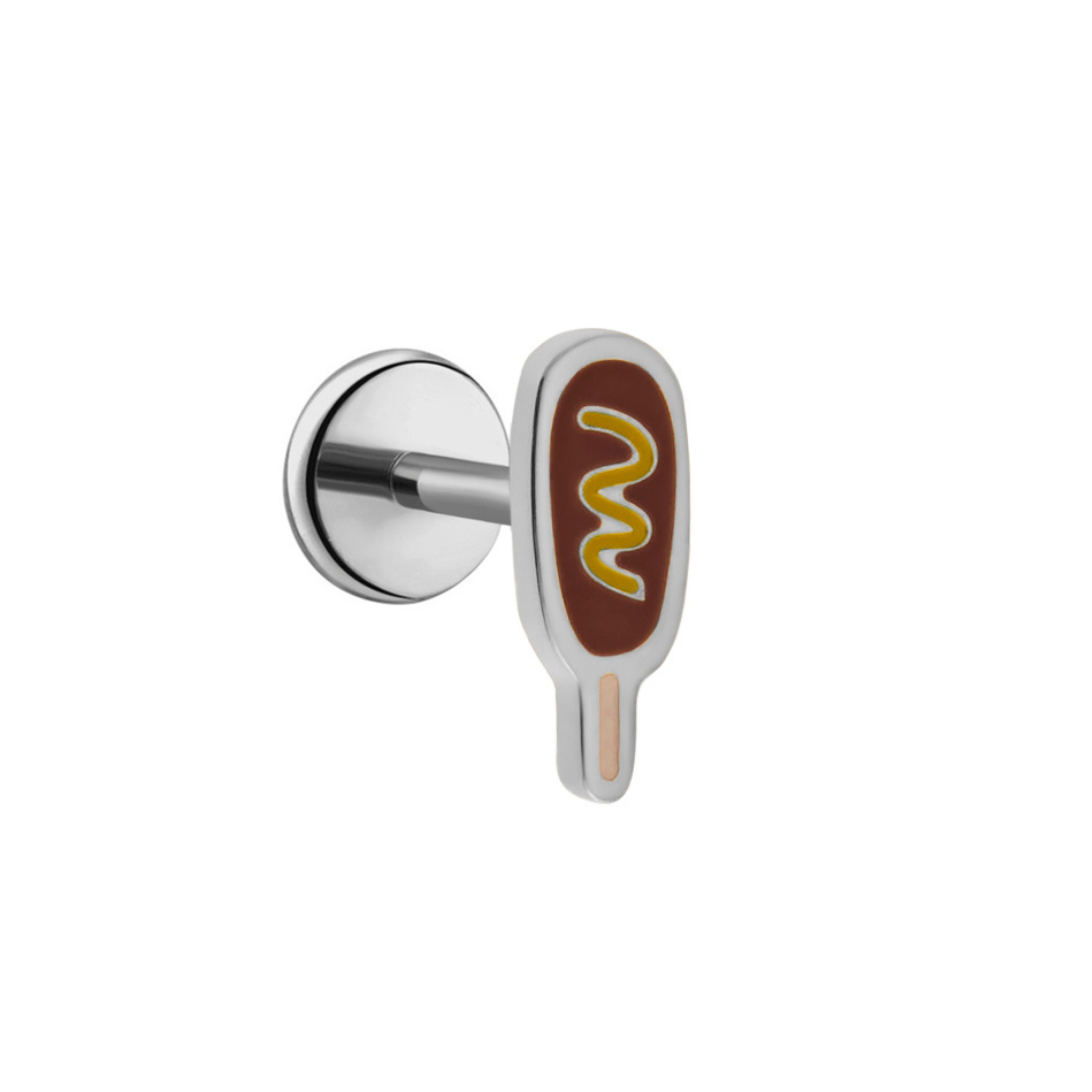 Corn Dog Enamel Flat Back Stud