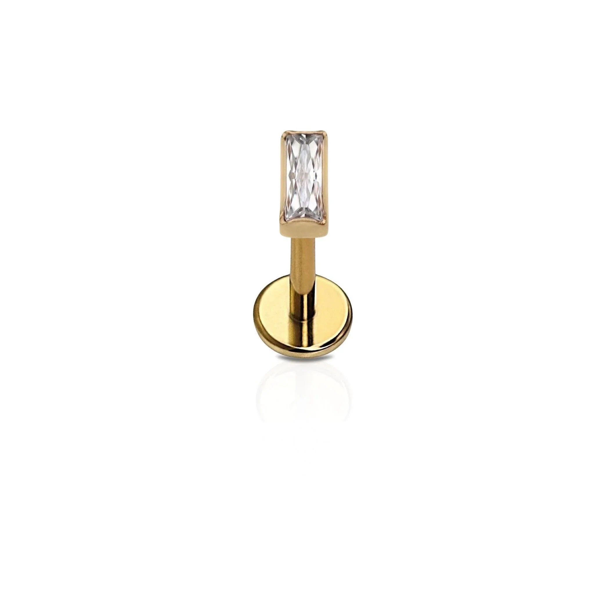 Bezel Baguette Flat Back Stud