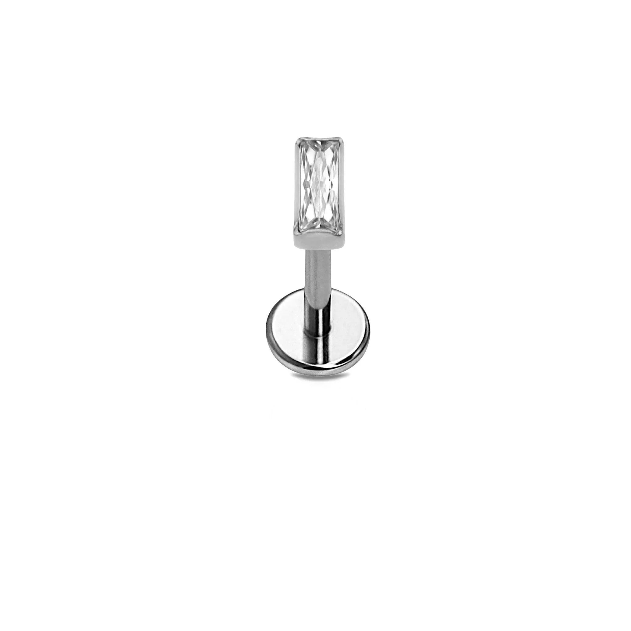 Bezel Baguette Flat Back Stud