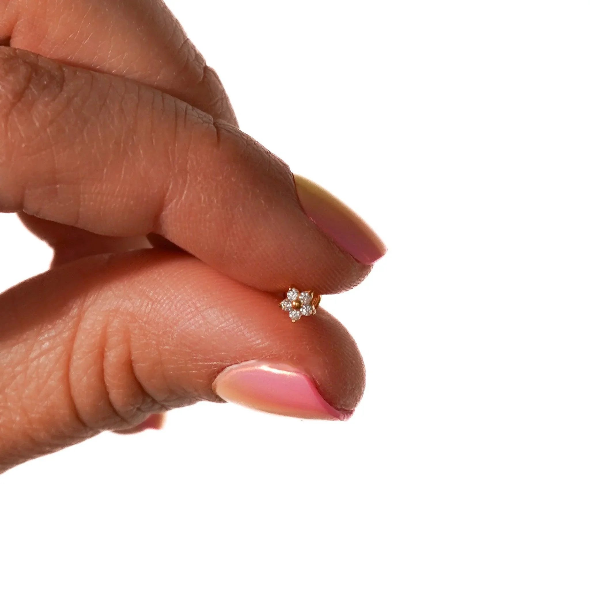 CZ Bloom Flat Back Stud - Clear
