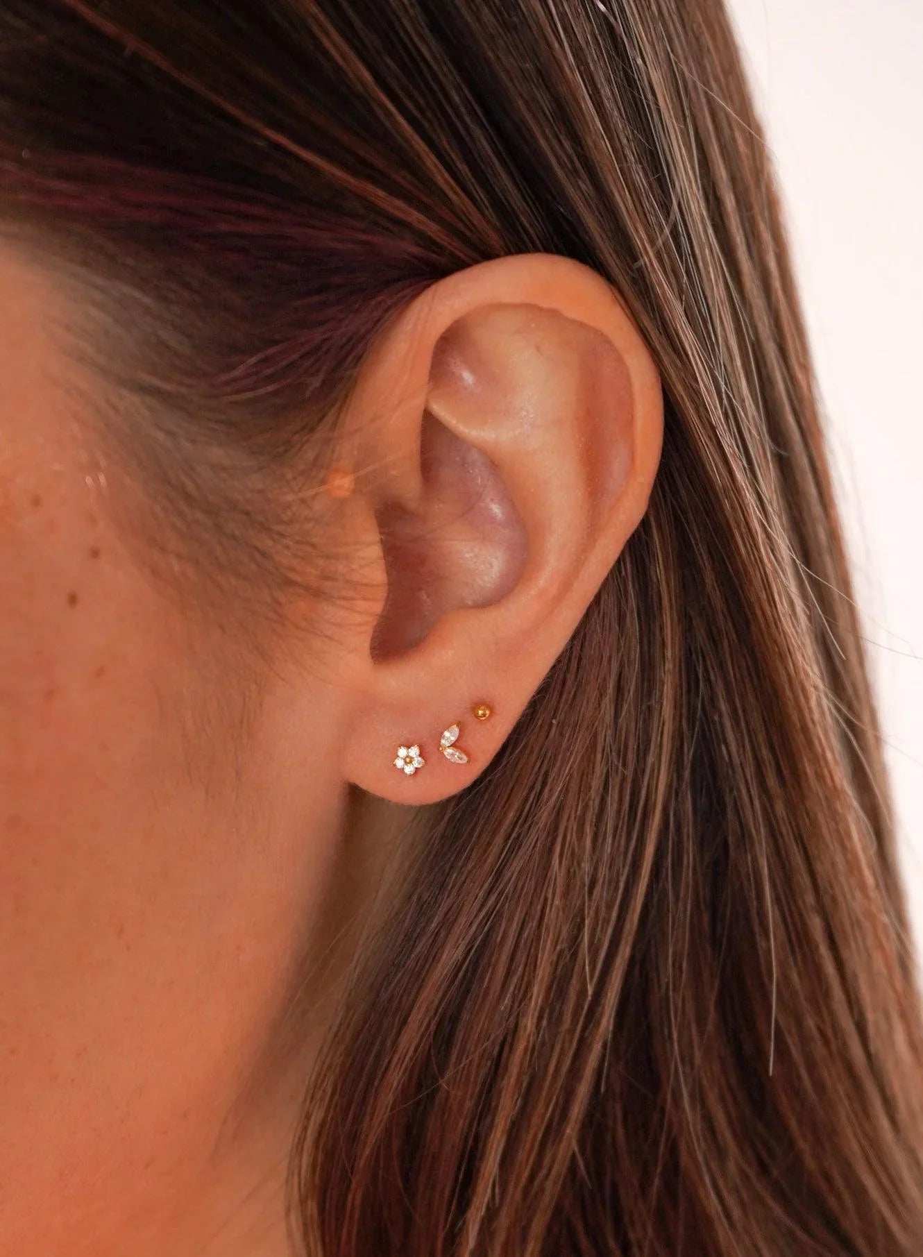 CZ Bloom Flat Back Stud - Clear