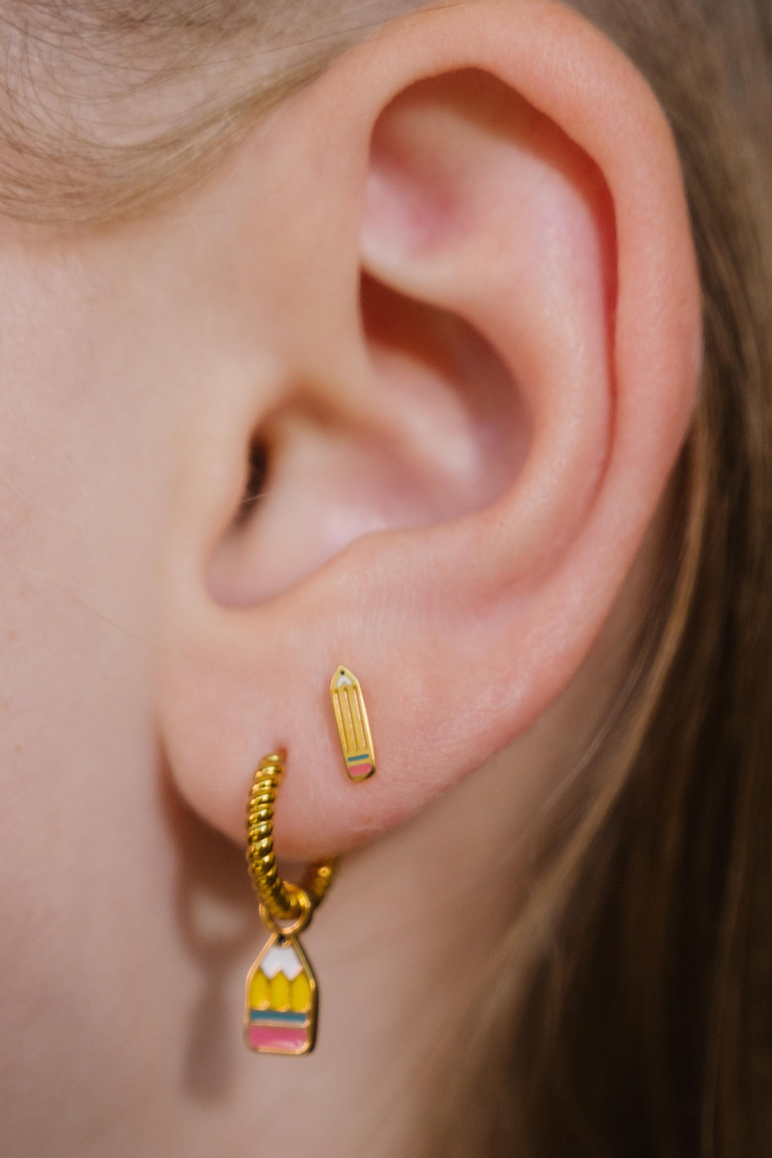 Pencil Enamel Flat Back Stud