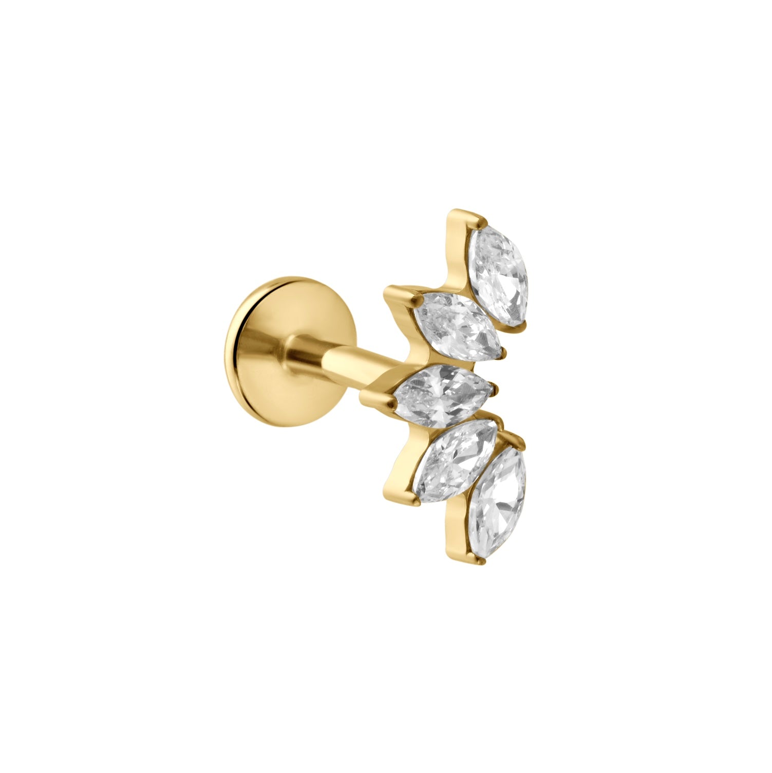 Deco Marquise Fan Flat Back Stud - Clear