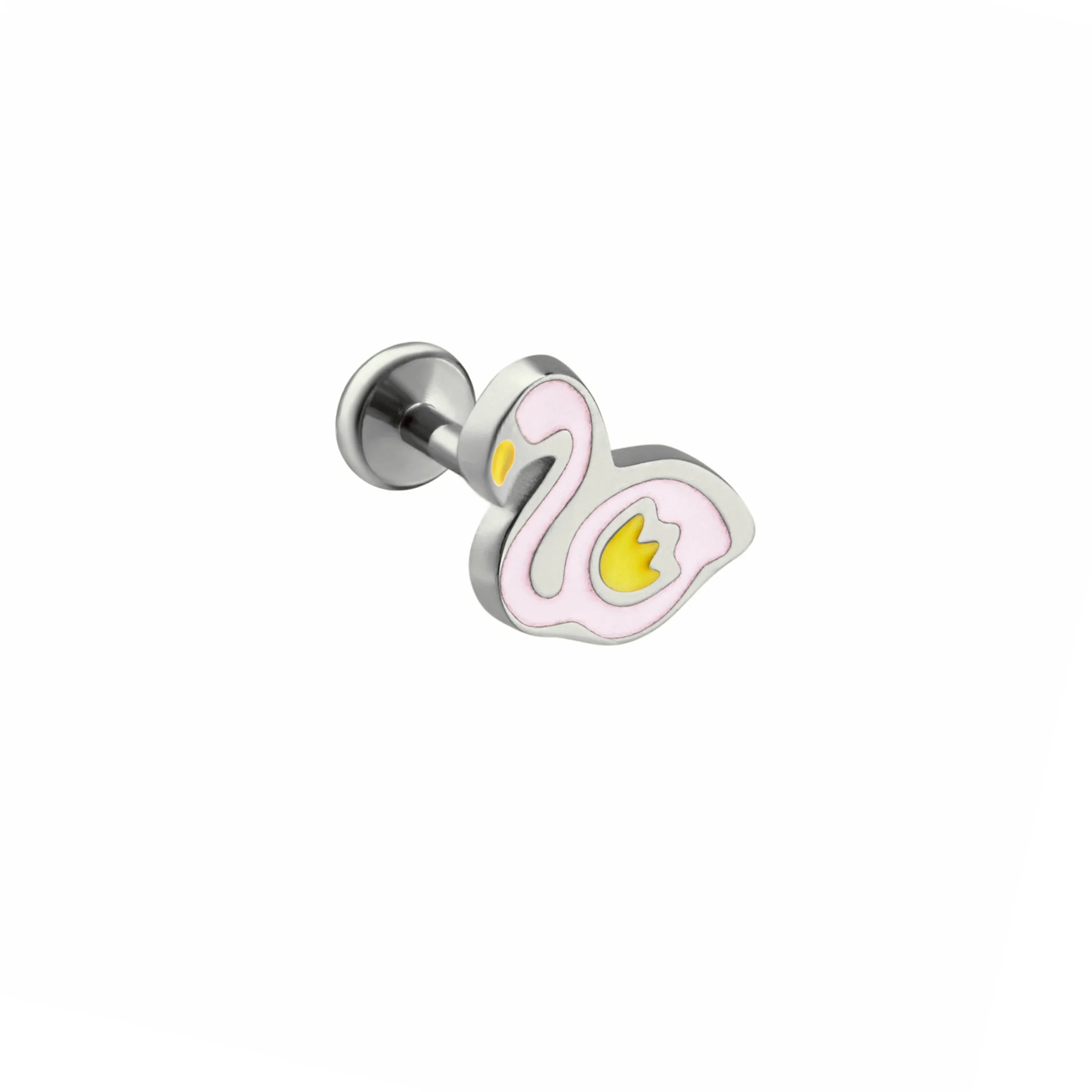 Flamingo Enamel Flat Back Stud