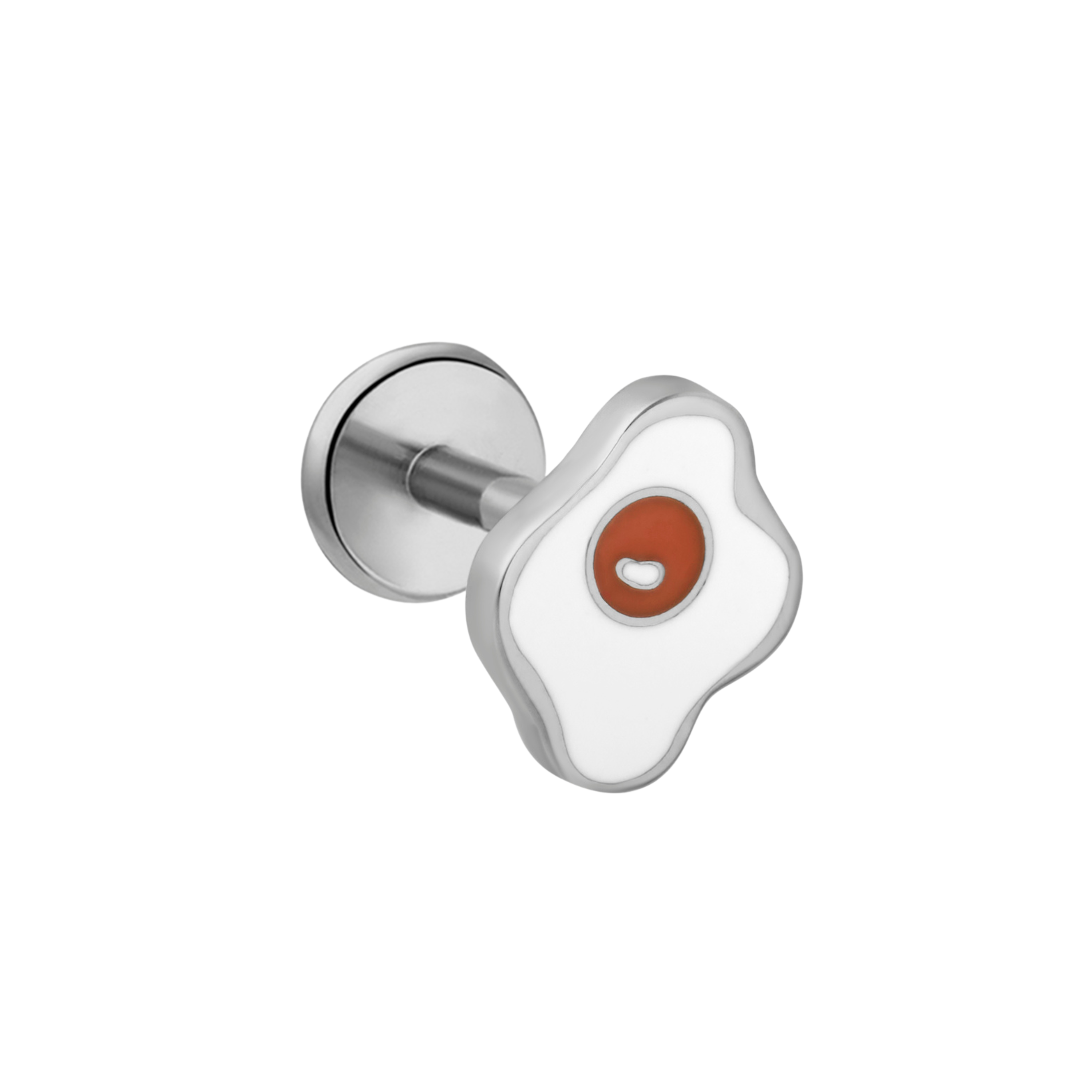 Fried Egg Enamel Flat Back Stud