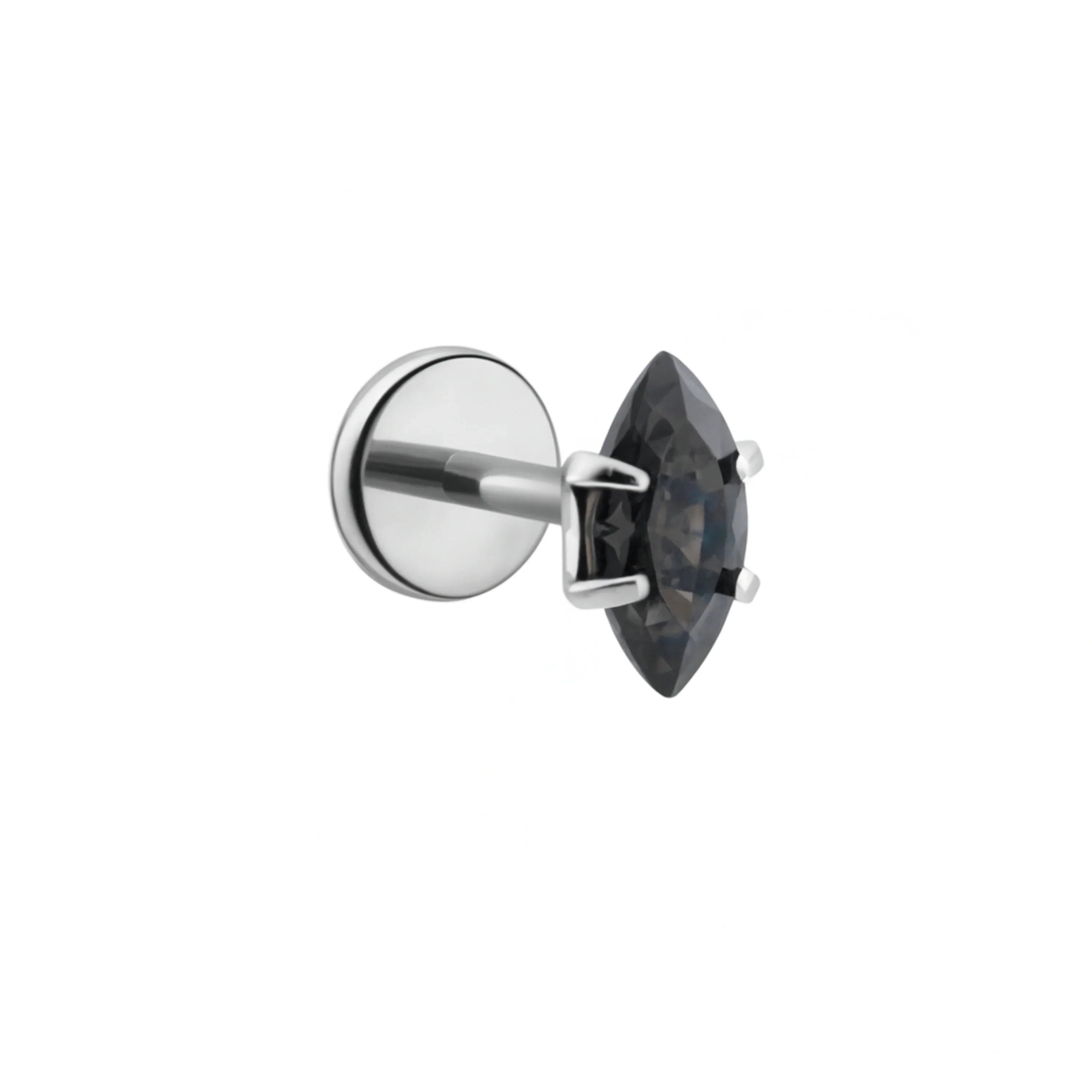 Prong-Set Marquise Flat Back Stud - Onyx