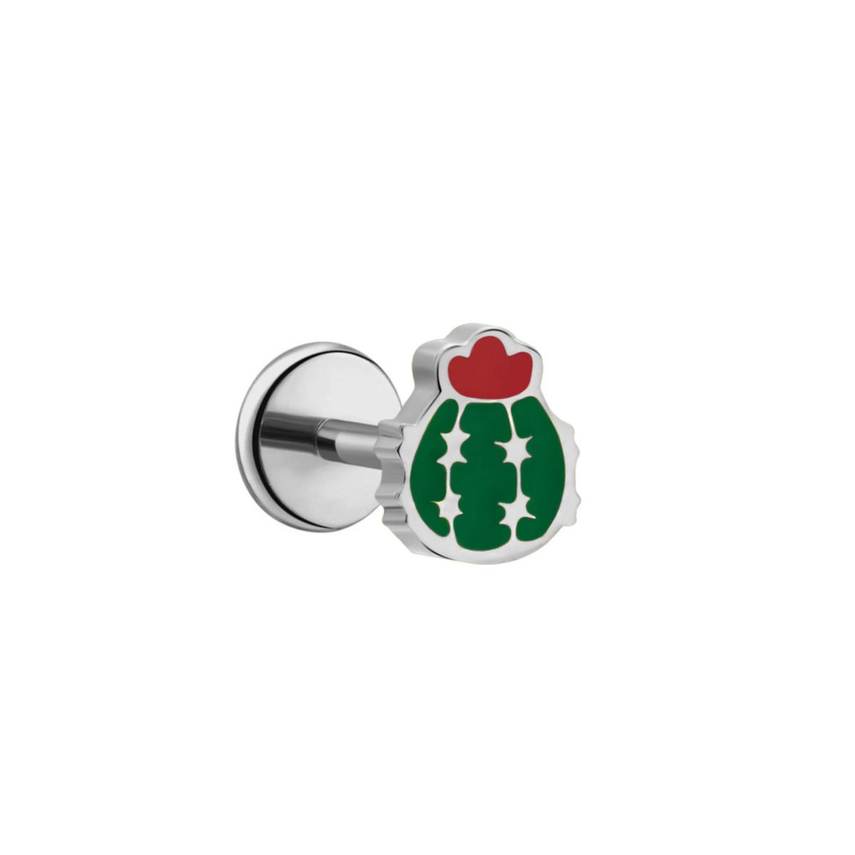 Barrel Cactus Enamel Flat Back Stud