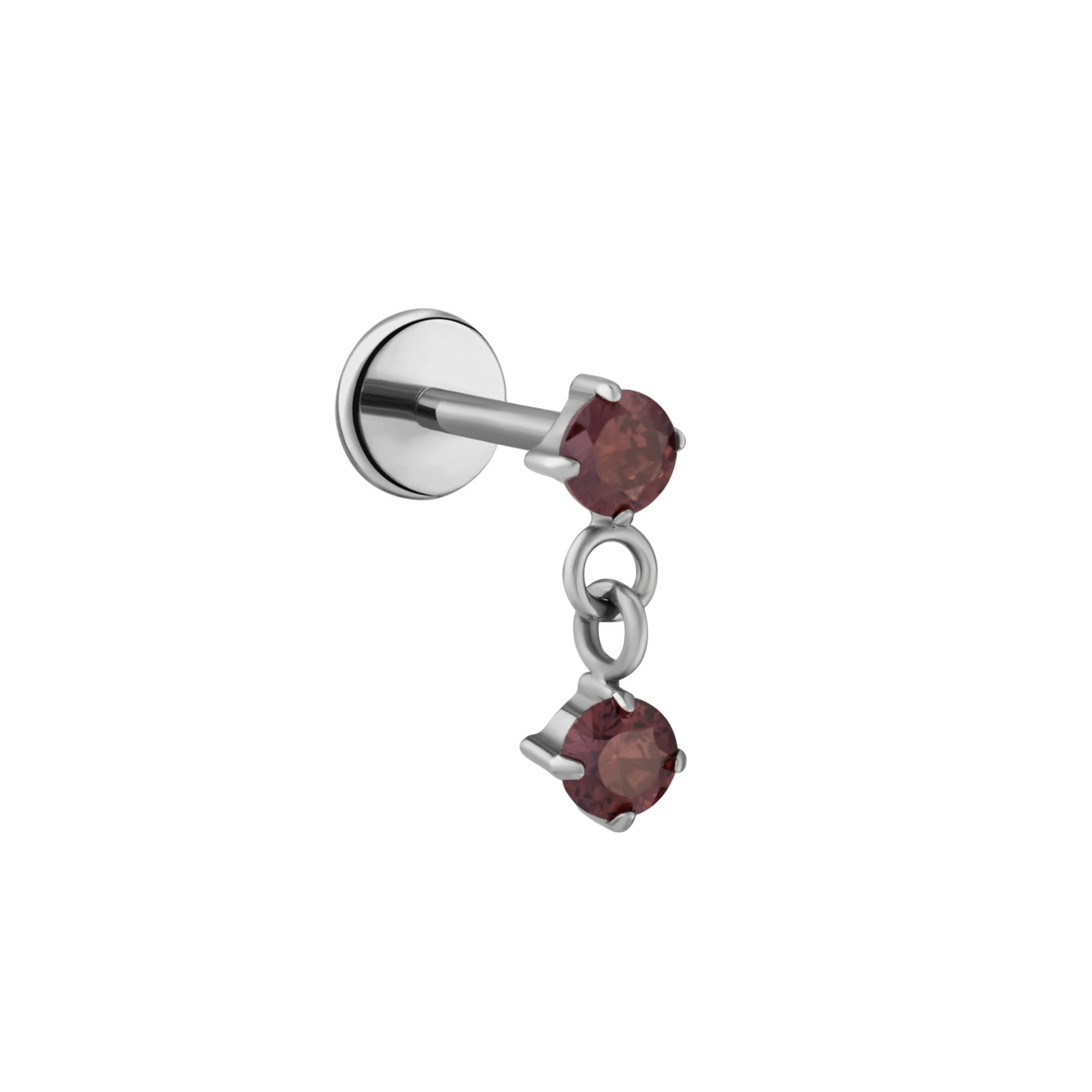 Twin Drop Flat Black Stud - Coffee