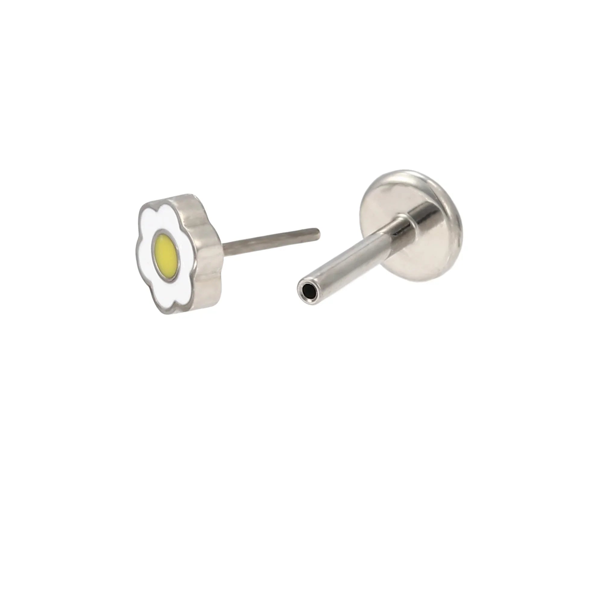 White Enamel Daisy Flat Back Stud