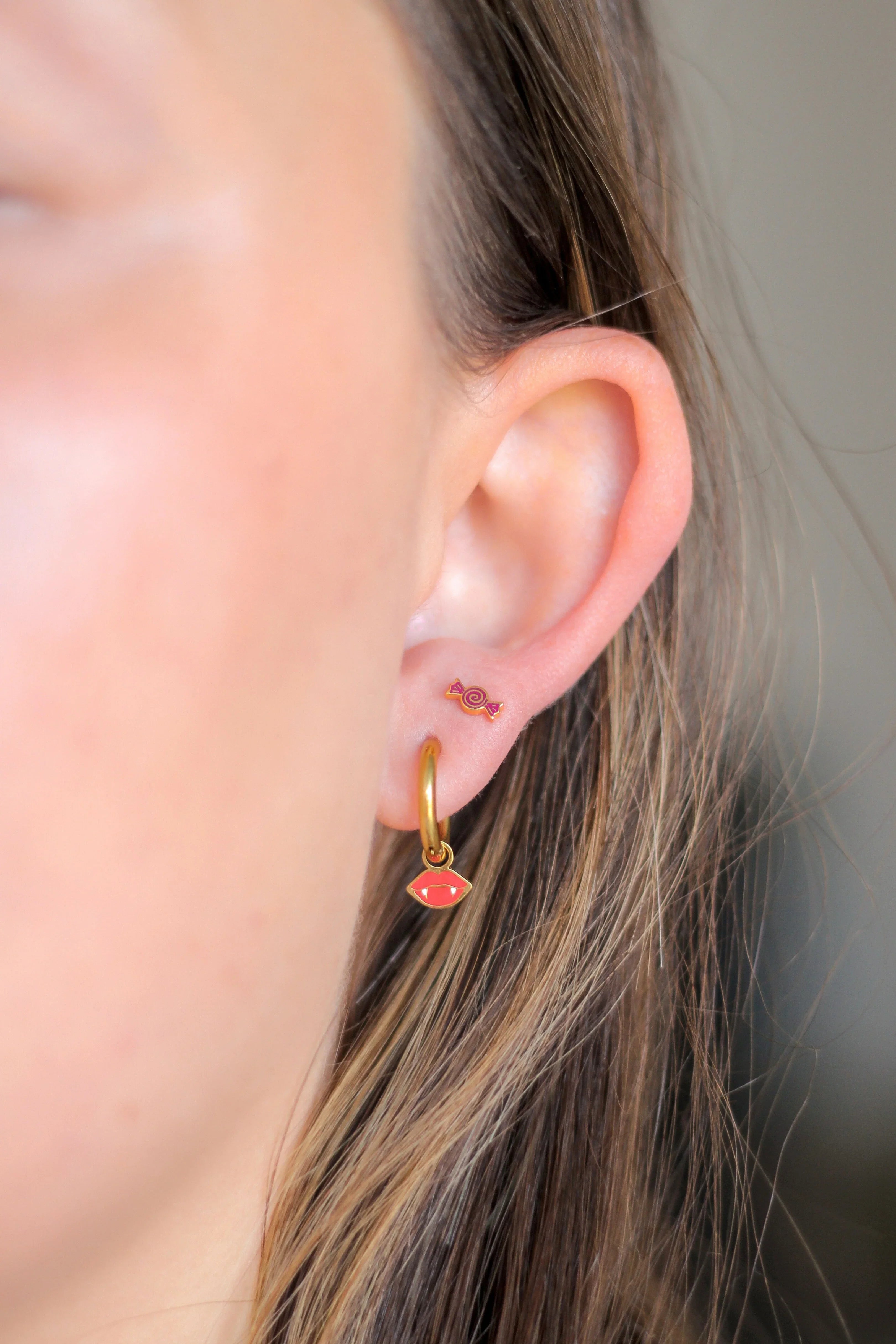 Candy Cutie Enamel Flat Back Stud
