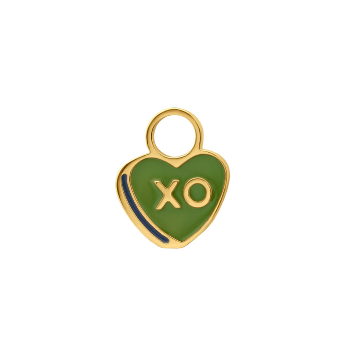 XO Candy Heart Enamel Charm - Green