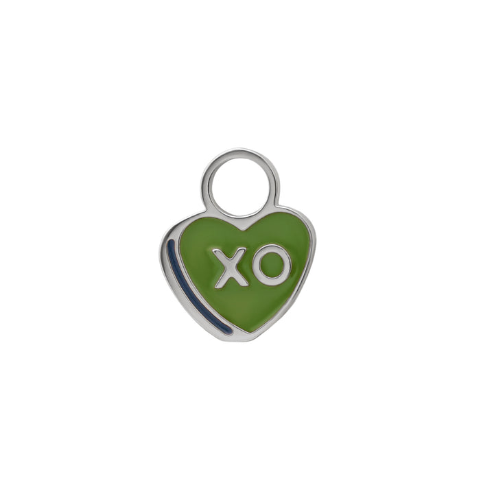 XO Candy Heart Enamel Charm - Green