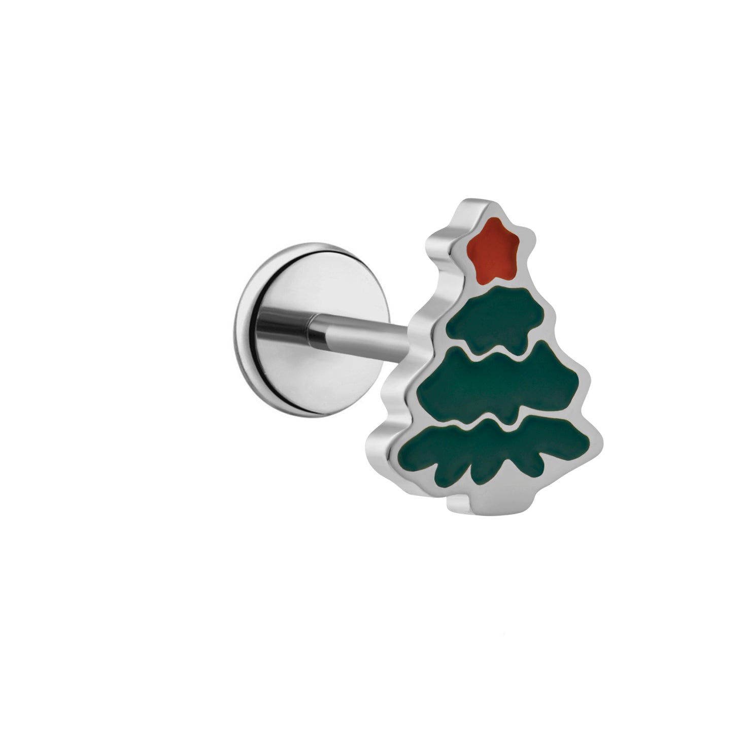 Christmas Tree Enamel Flat Back Stud