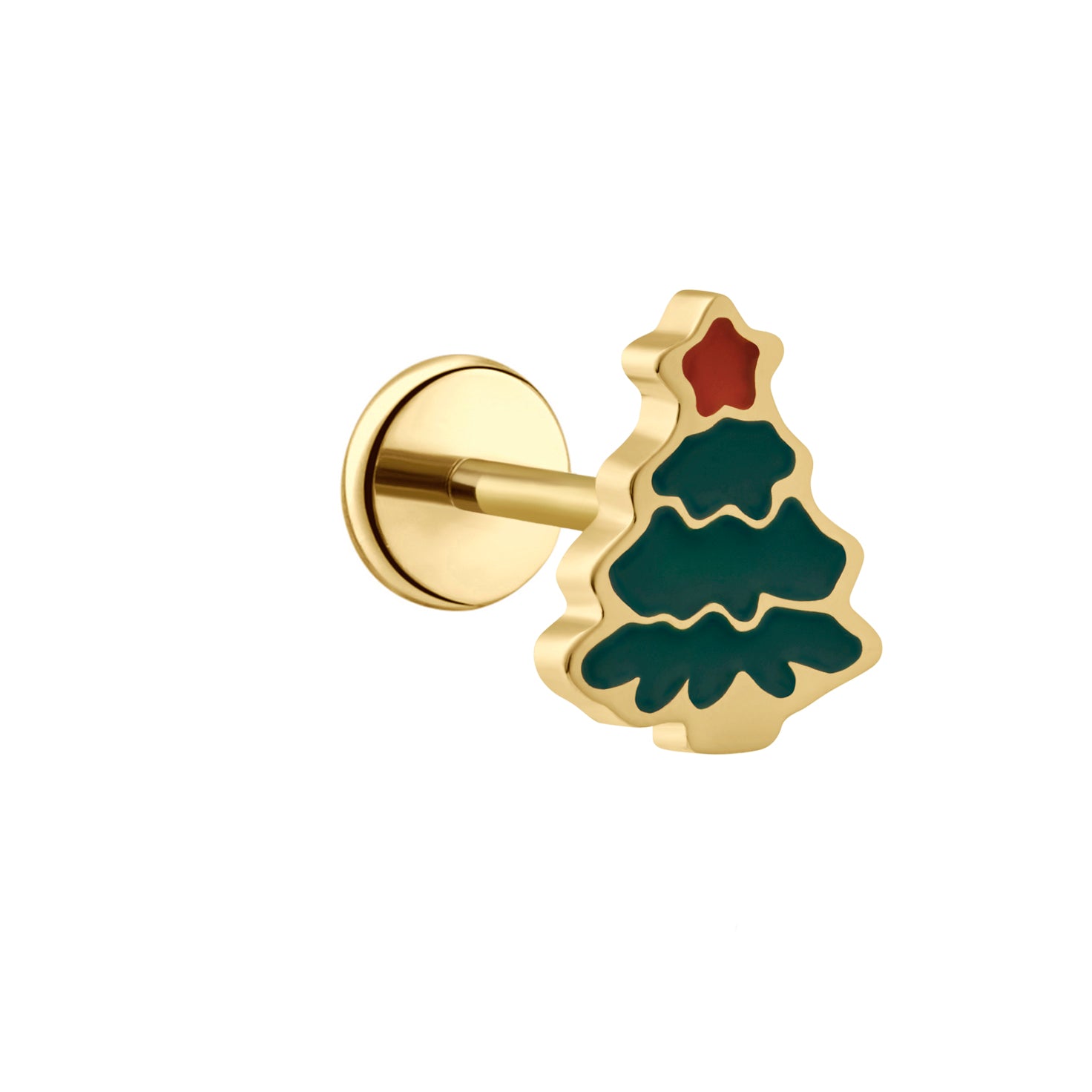 Christmas Tree Enamel Flat Back Stud