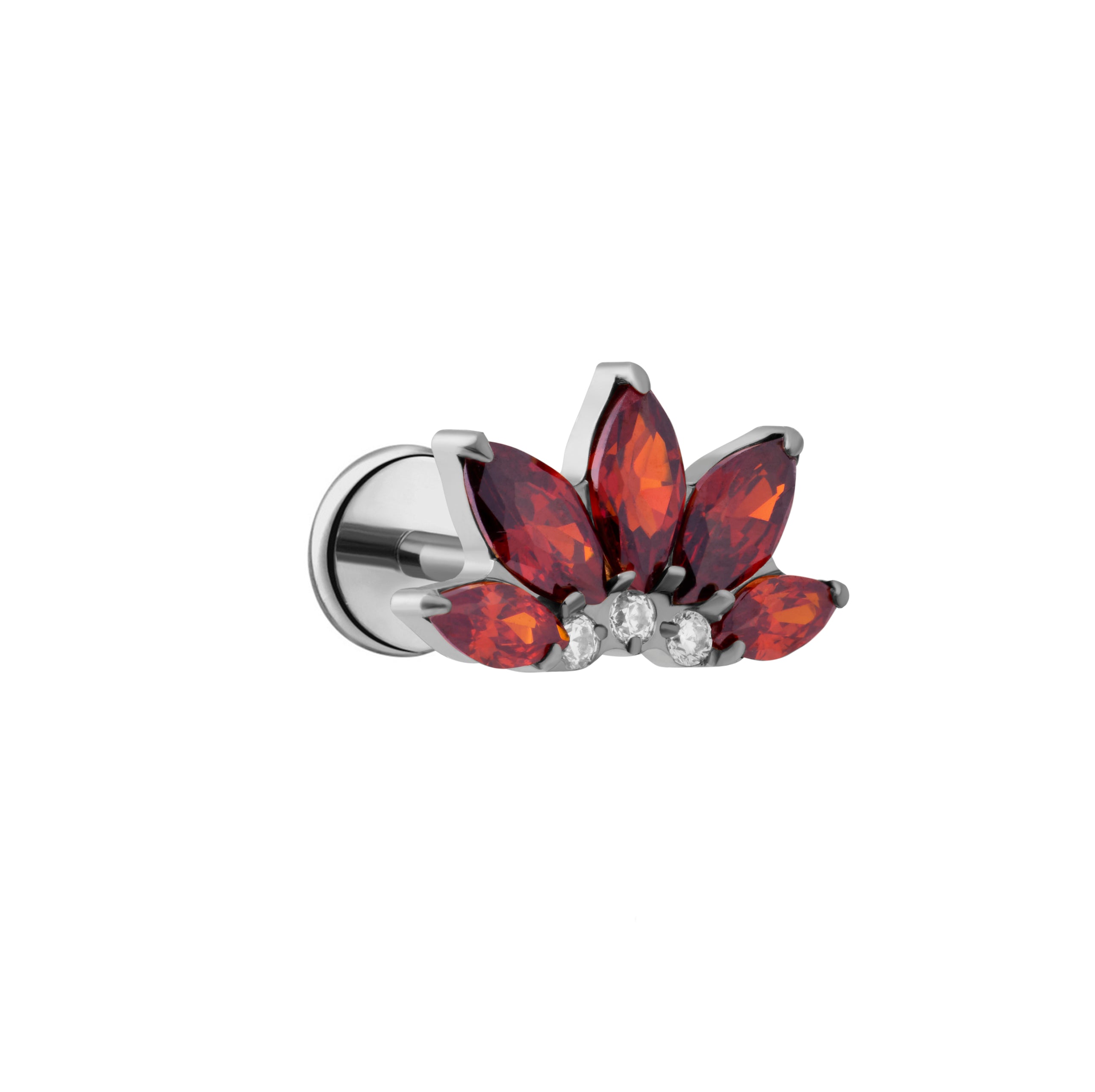 Aura Fan Flat Back Stud - Garnet