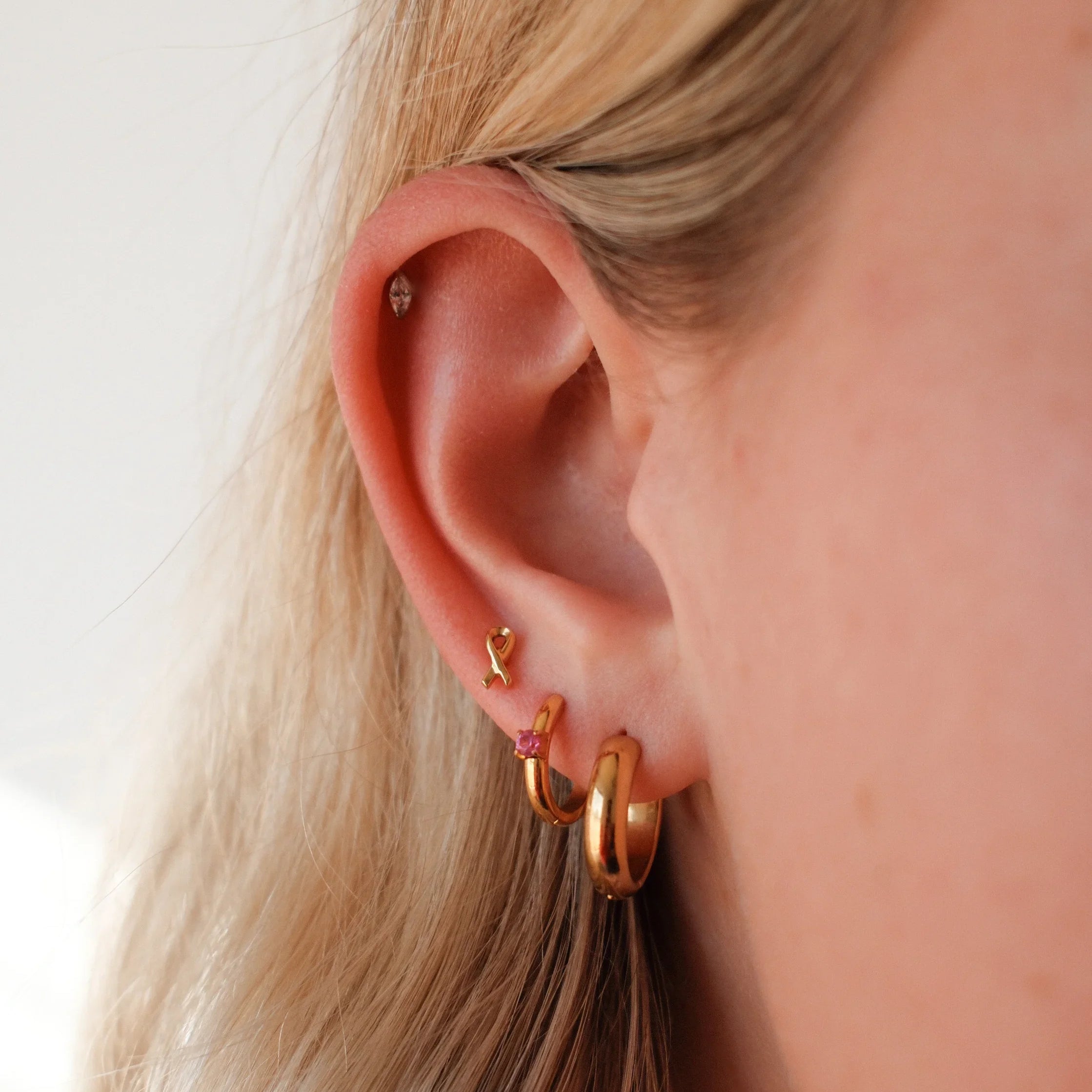 Cancer Ribbon Flat Back Stud