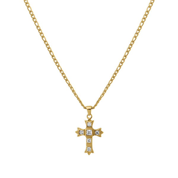 Ornate Zirconia Cross Necklace