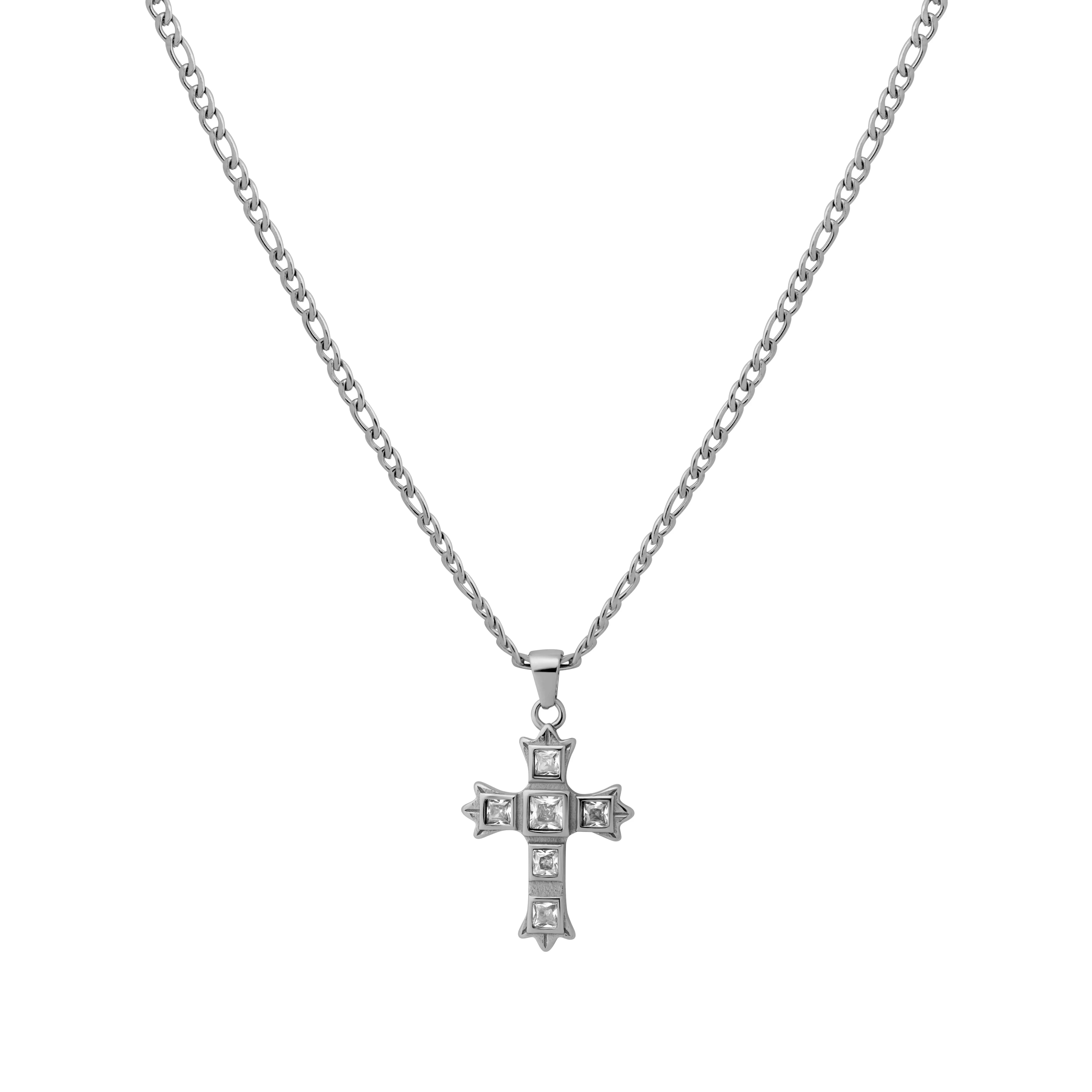 Ornate Zirconia Cross Necklace