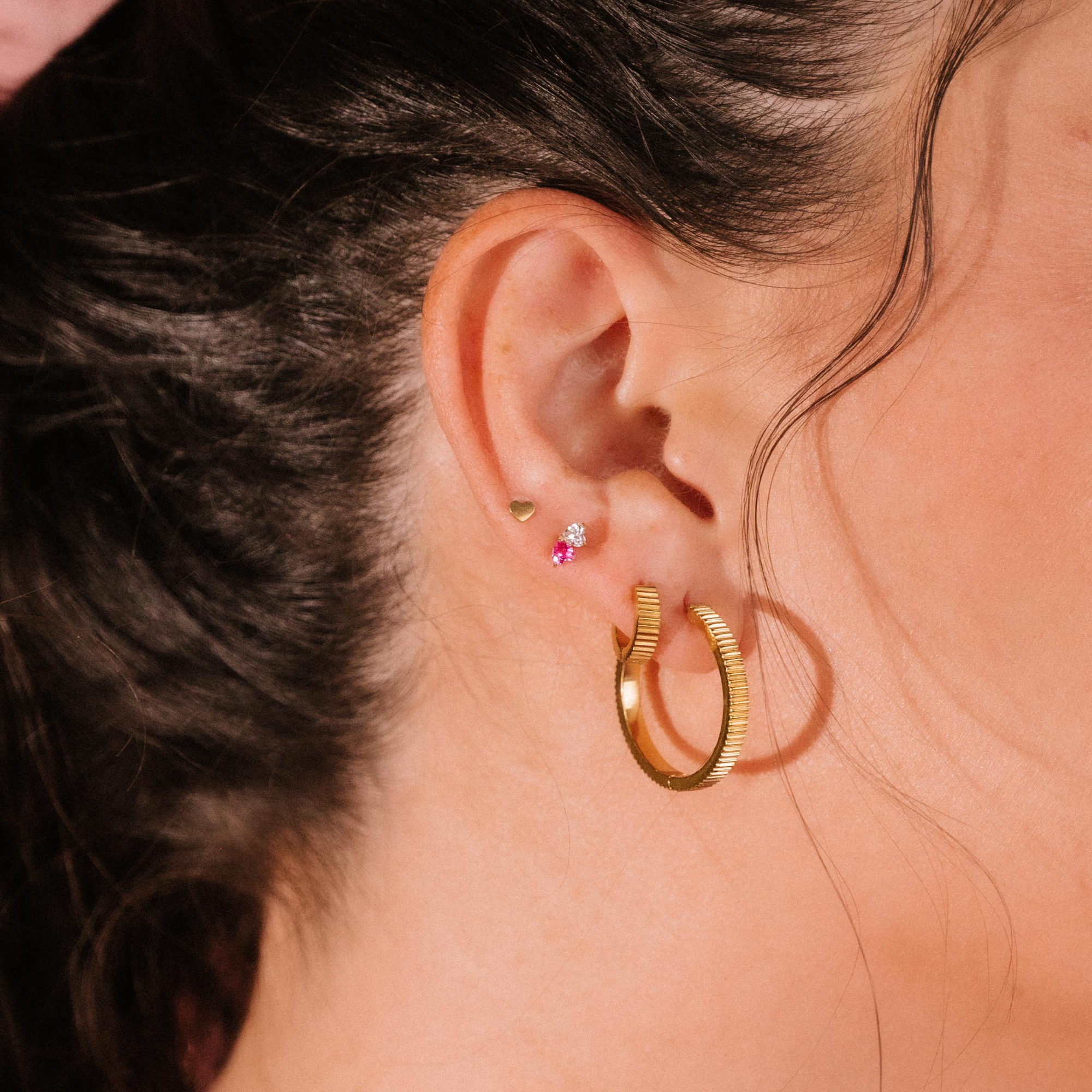 Duo Heart Flat Back Stud