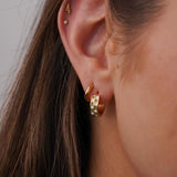 Green Checker Titanium Hoops