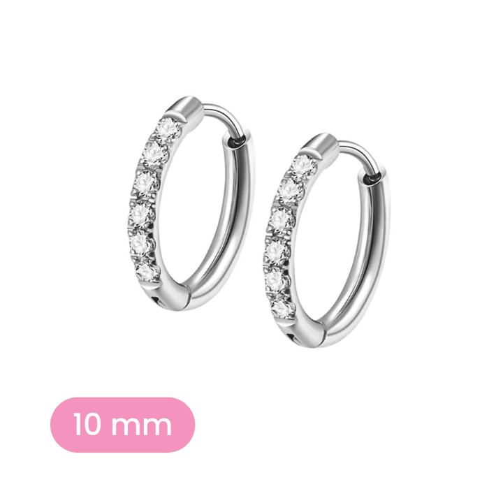 10mm silver and clear CZ hoop variant on a white background