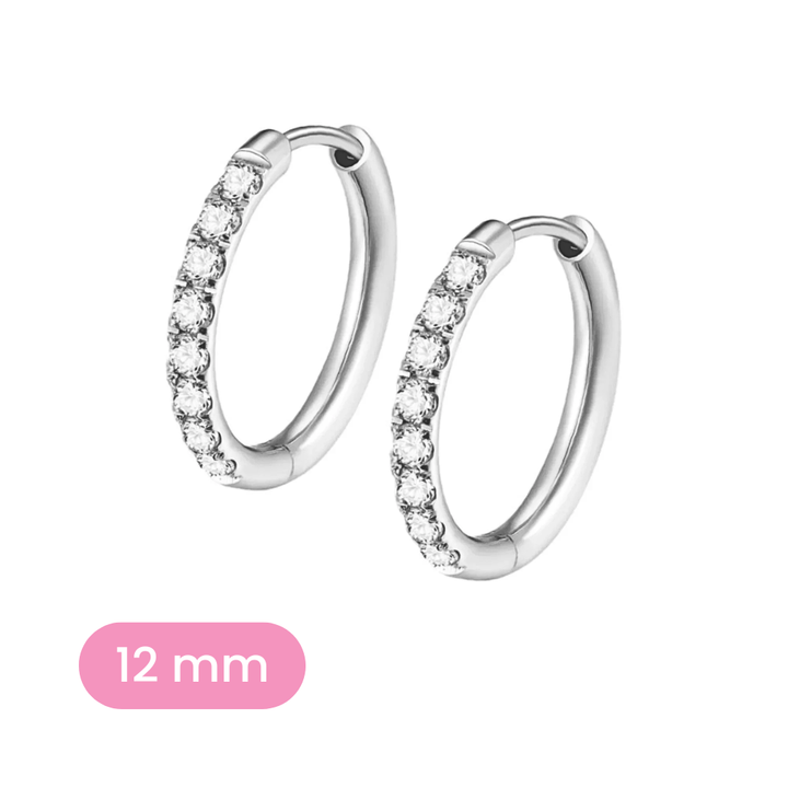 12mm silver and clear CZ hoop variant on a white background