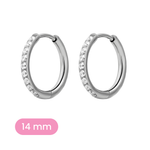 14mm silver and clear CZ hoop variant on a white background