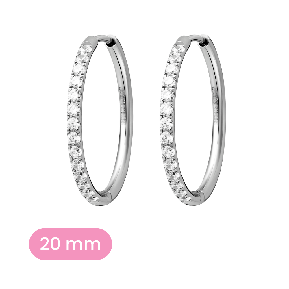 20mm silver and clear CZ hoop variant on a white background