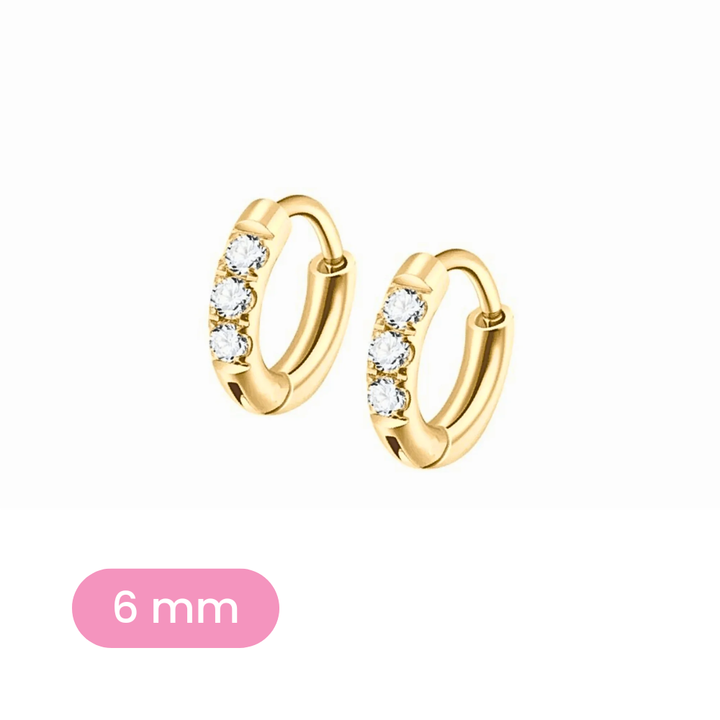 6mm gold and clear cz hoop variant on a white background