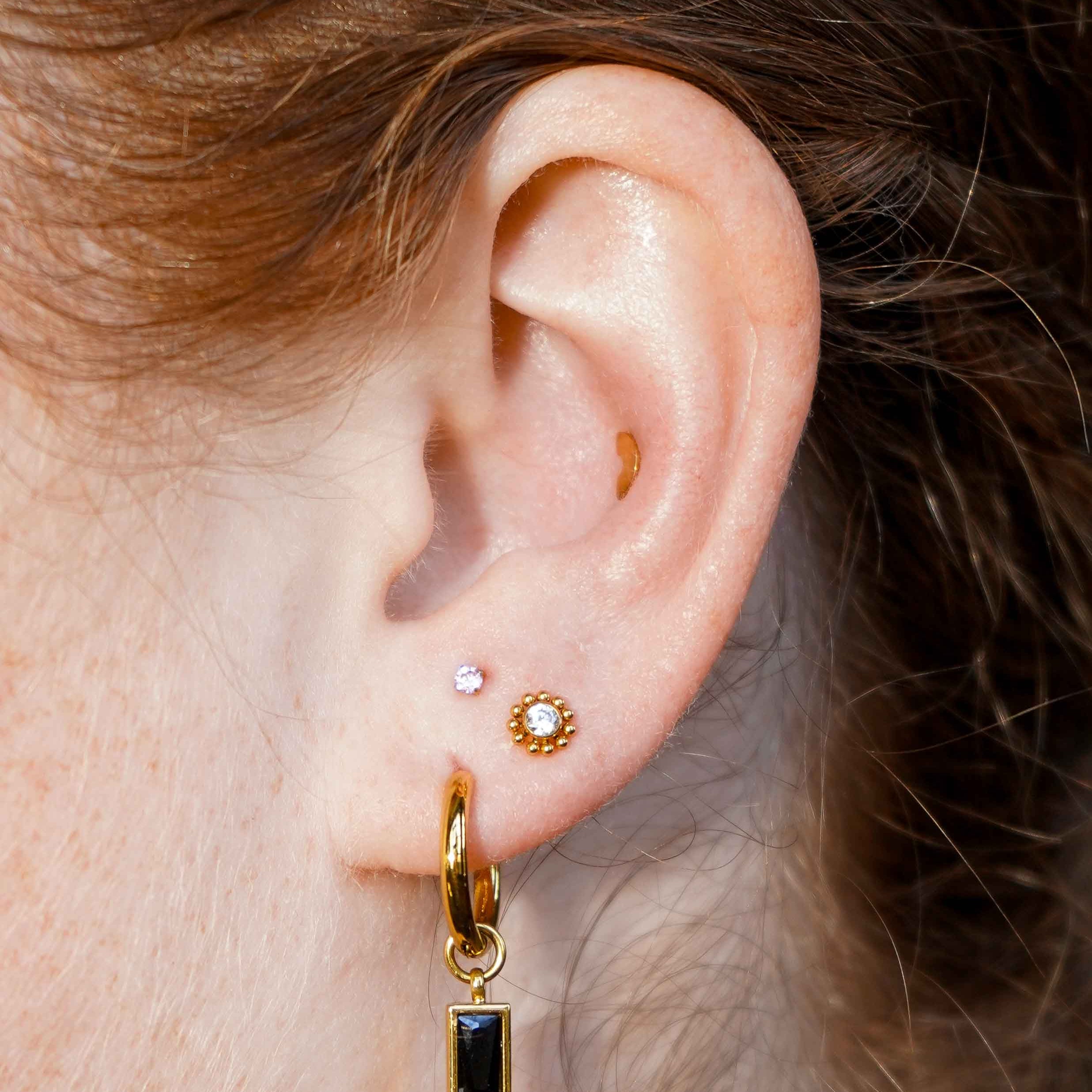 Zirconia Daisy Flat Back Stud