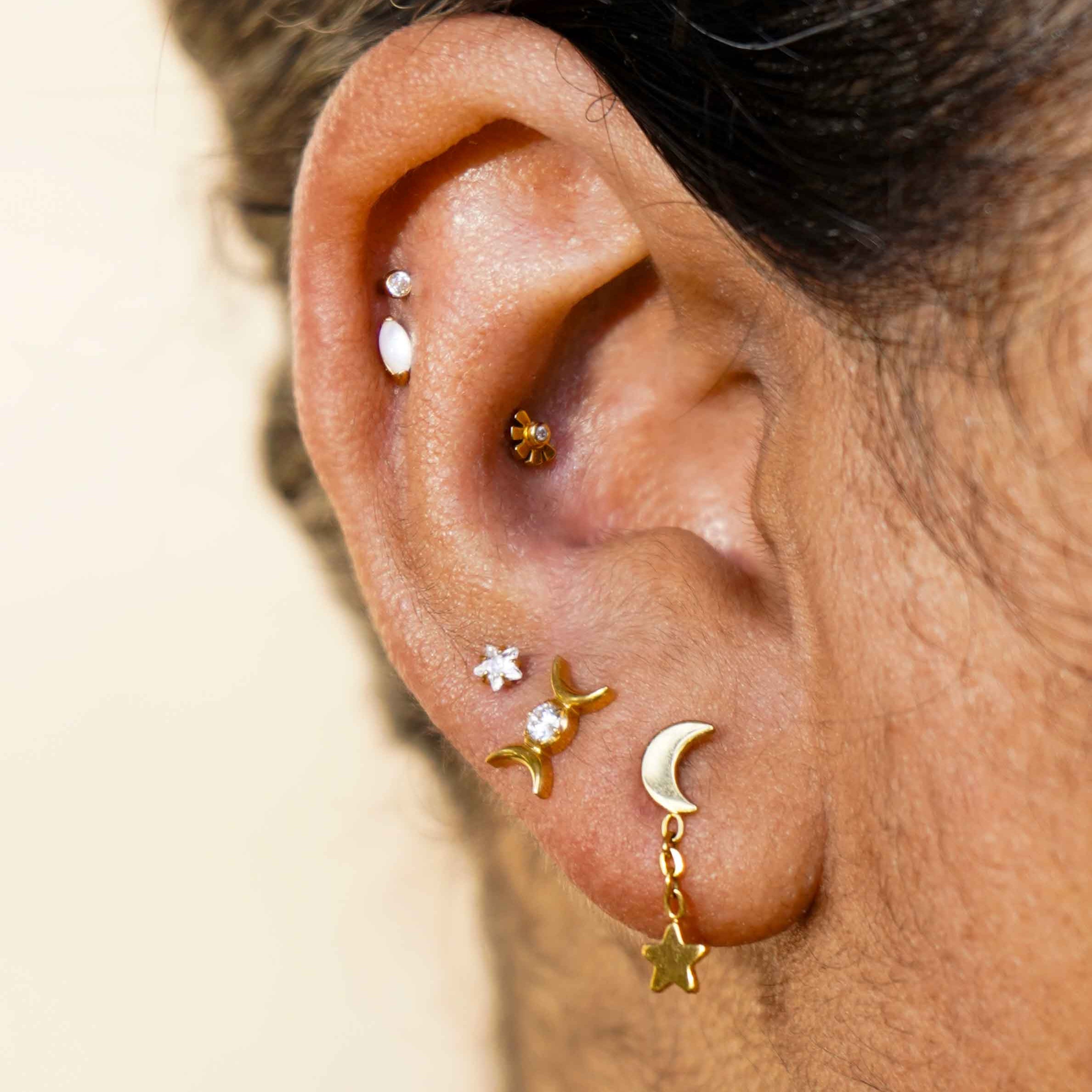 Moonstone Marquise Flat Back Stud