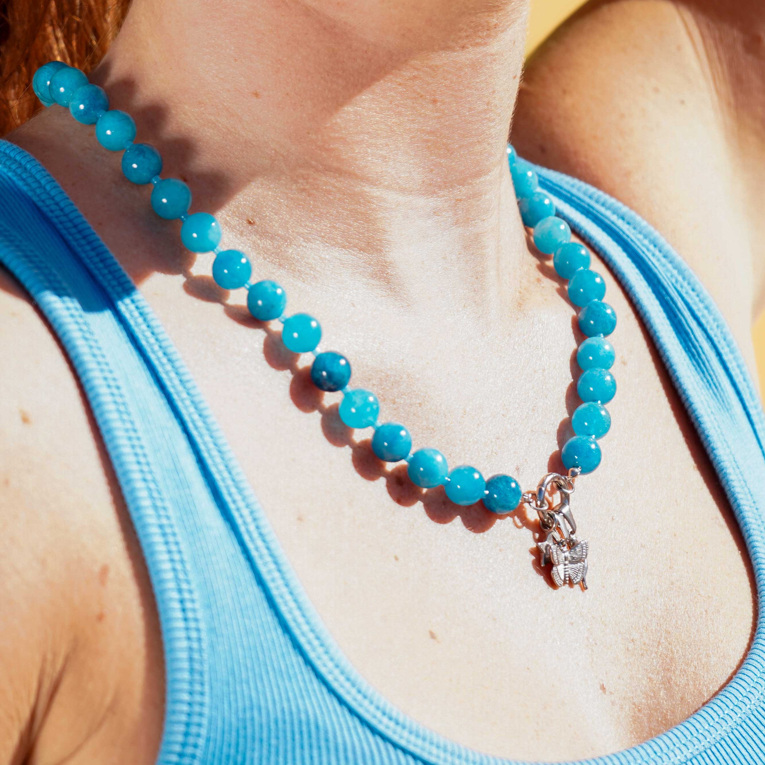Candy Beaded Charm Necklace - Blue Raspberry