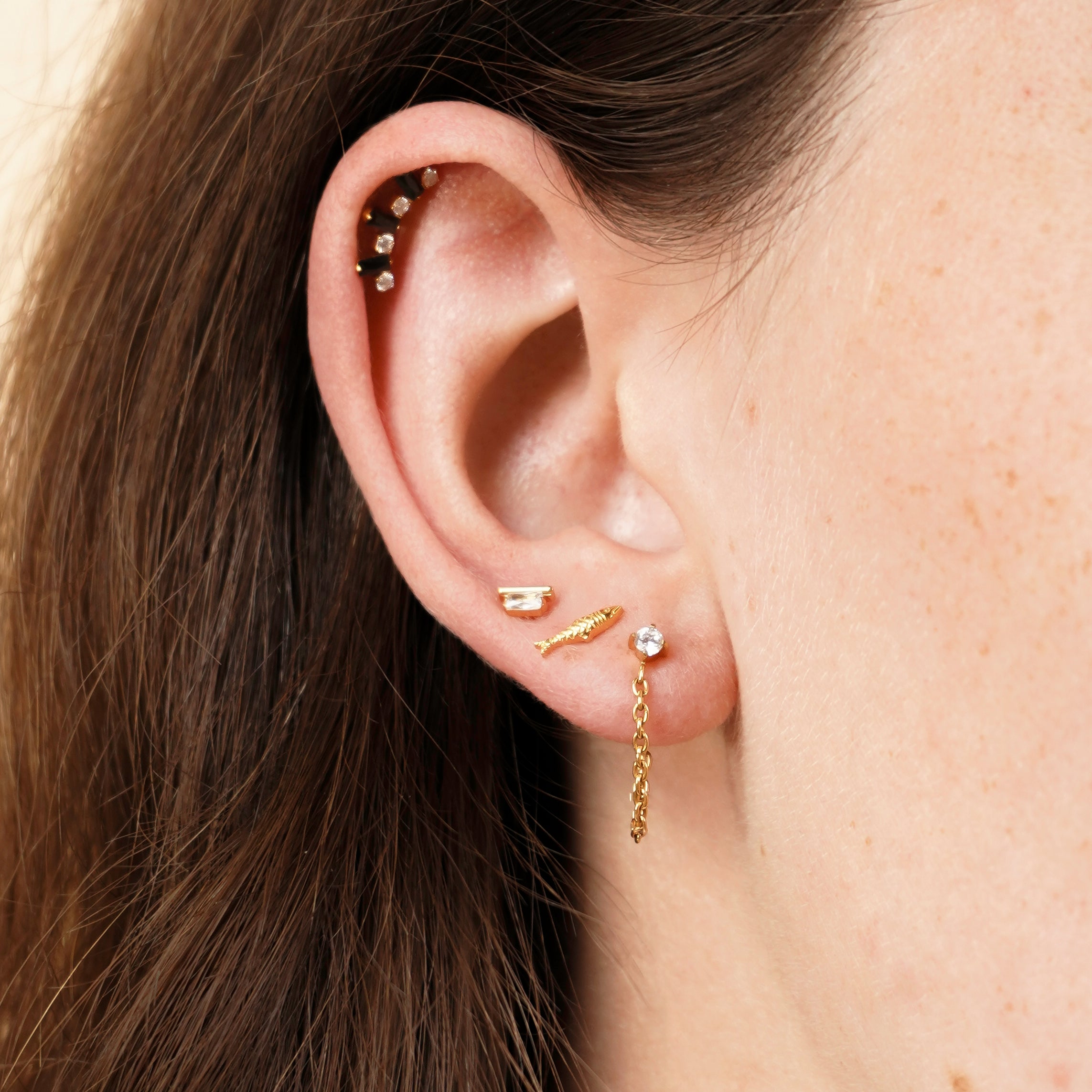 Witch's Crown Flat Back Stud - Black Tie