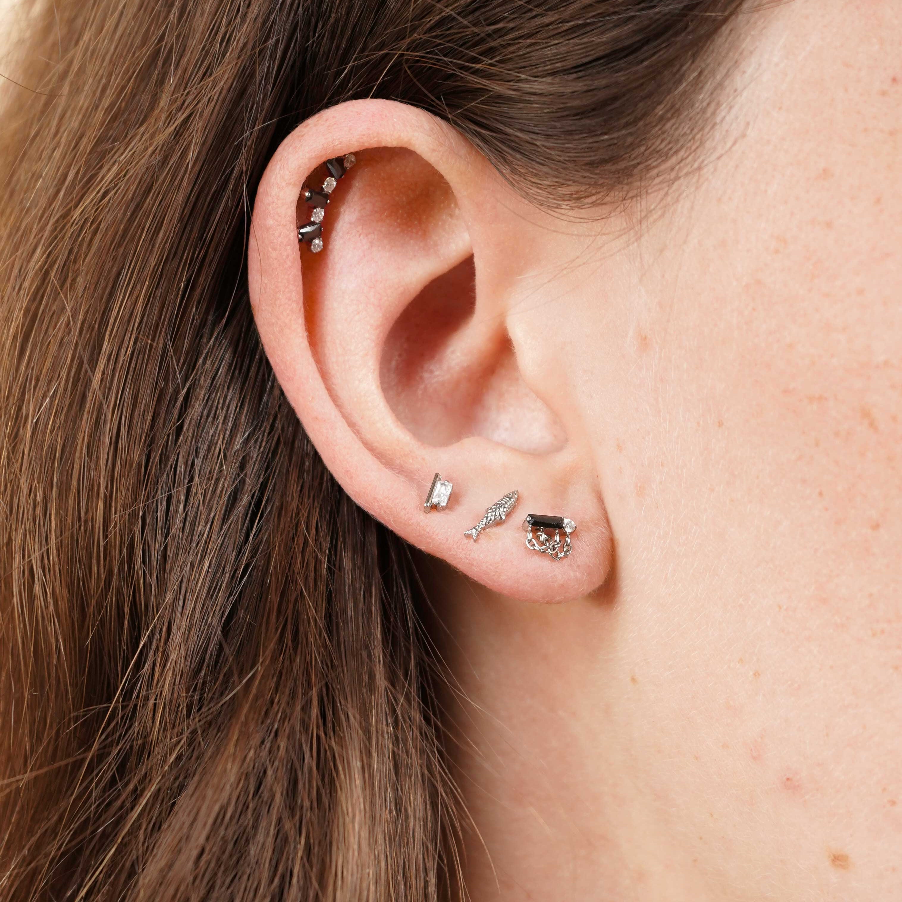 Witch's Crown Flat Back Stud - Black Tie