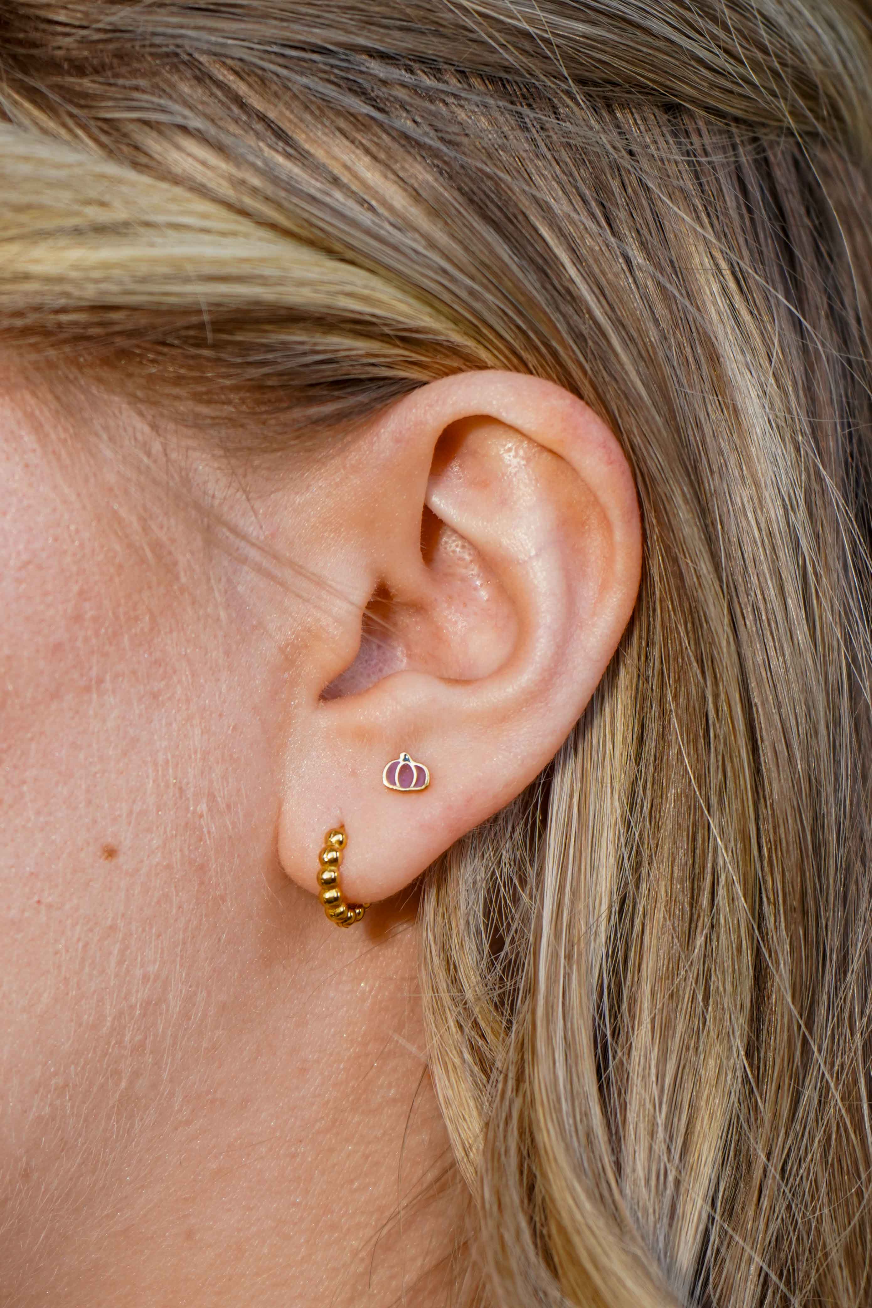 Fall Pumpkin Enamel Flat Back Stud