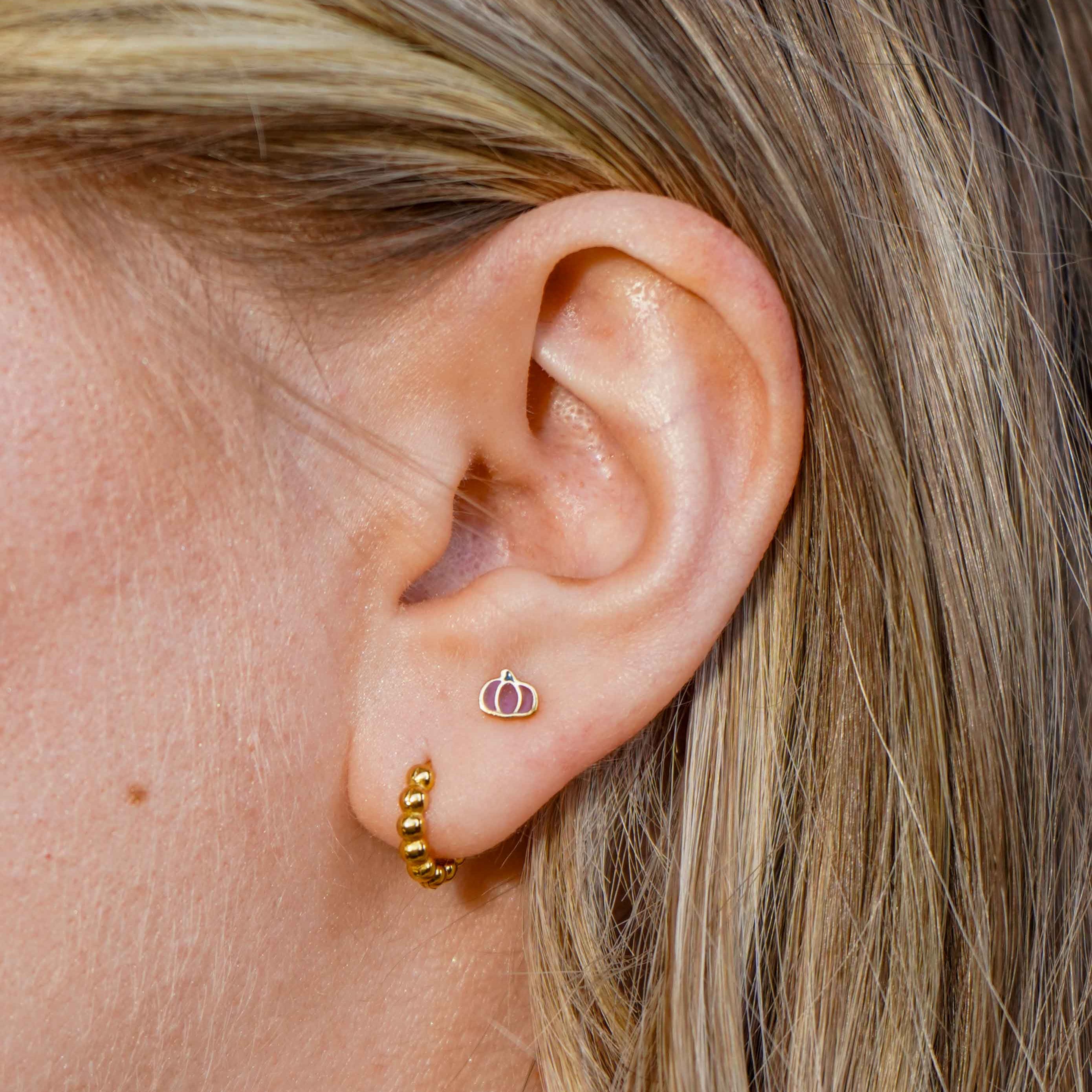 Fall Pumpkin Enamel Flat Back Stud