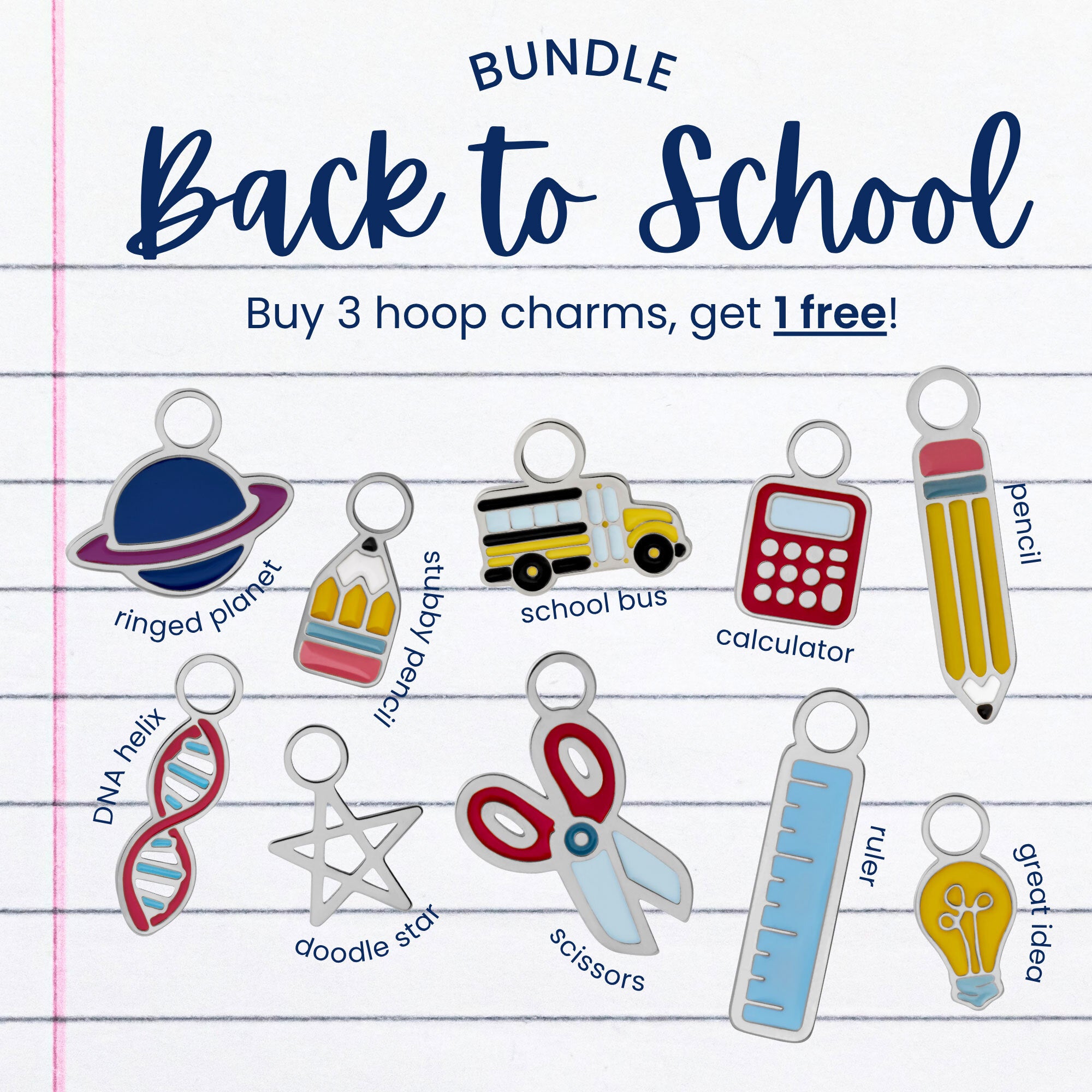 Back to School Hoop Charm Bundle